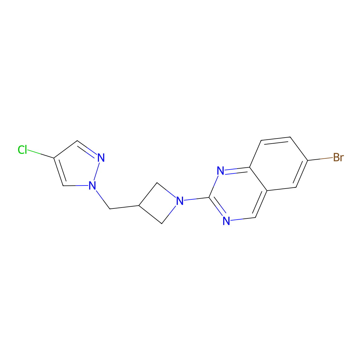 6-bromo-2-{3-[(4-chloro-1H-pyrazol-1-yl)methyl]azetidin-1-yl}quinazoline molecular structure, CAS 2548984-61-6