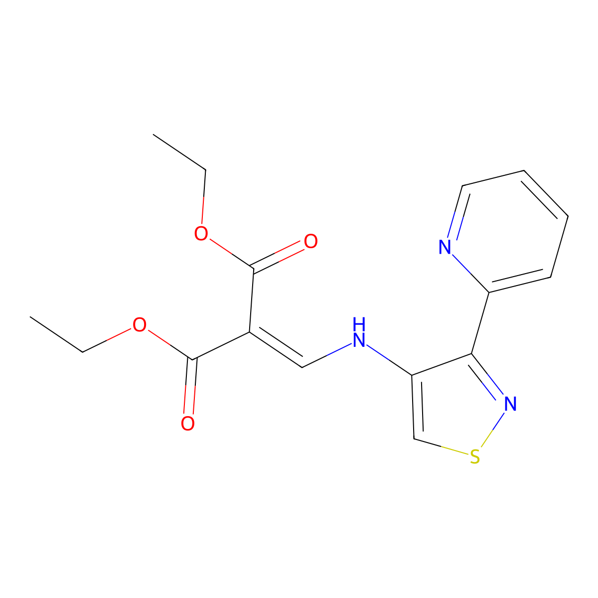 1,3-Diethyl 2-({[3-(pyridin-2-yl)-1,2-thiazol-4-yl]amino}methylidene)propanedioate molecular structure, CAS 2548984-62-7