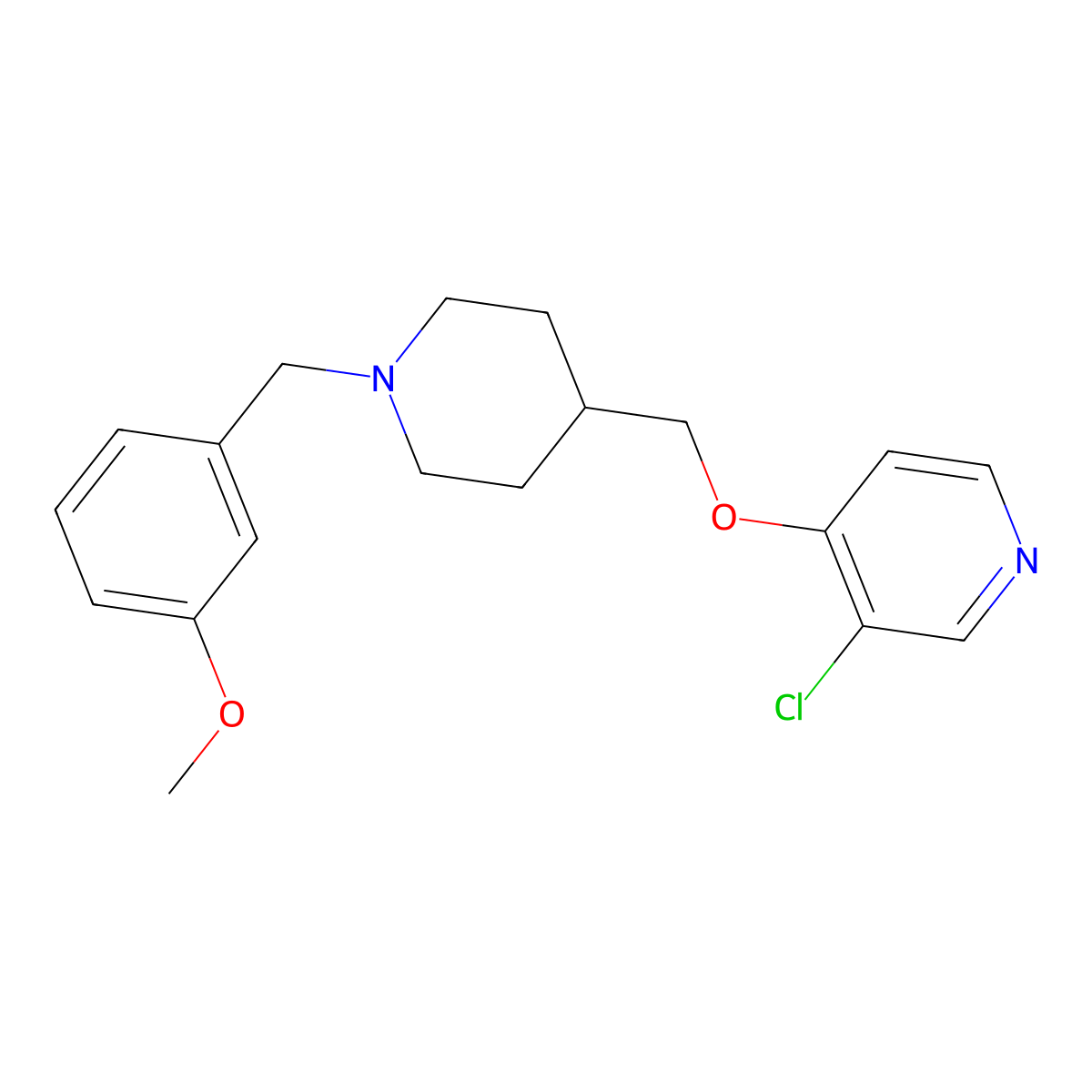3-Chloro-4-({1-[(3-methoxyphenyl)methyl]piperidin-4-yl}methoxy)pyridine molecular structure, CAS 2548984-63-8
