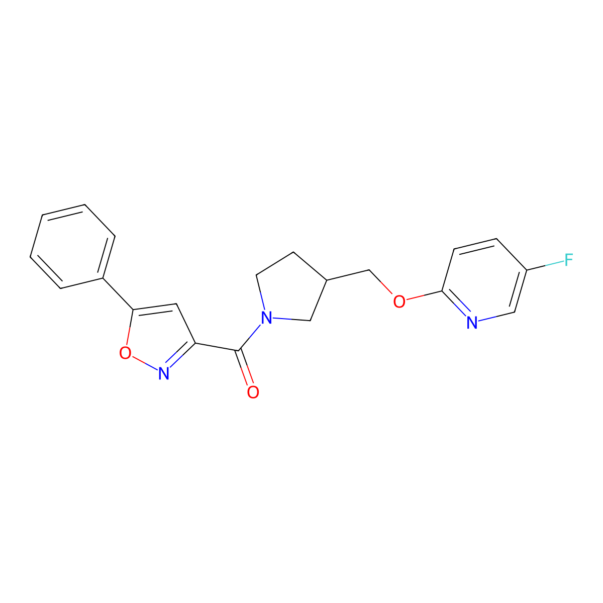 5-Fluoro-2-{[1-(5-phenyl-1,2-oxazole-3-carbonyl)pyrrolidin-3-yl]methoxy}pyridine molecular structure, CAS 2548984-64-9