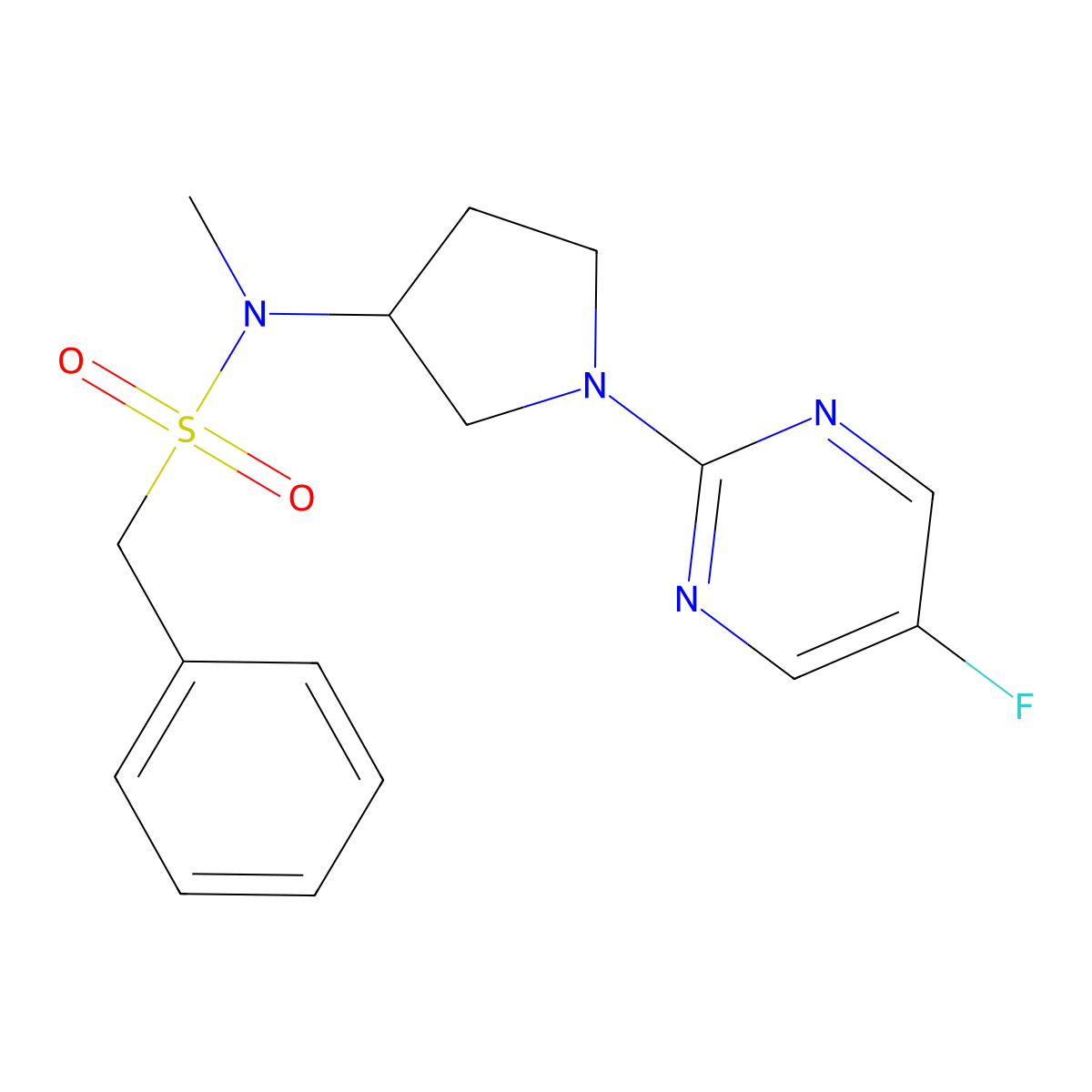 N-[1-(5-fluoropyrimidin-2-yl)pyrrolidin-3-yl]-N-methyl-1-phenylmethanesulfonamide molecular structure, CAS 2548984-71-8
