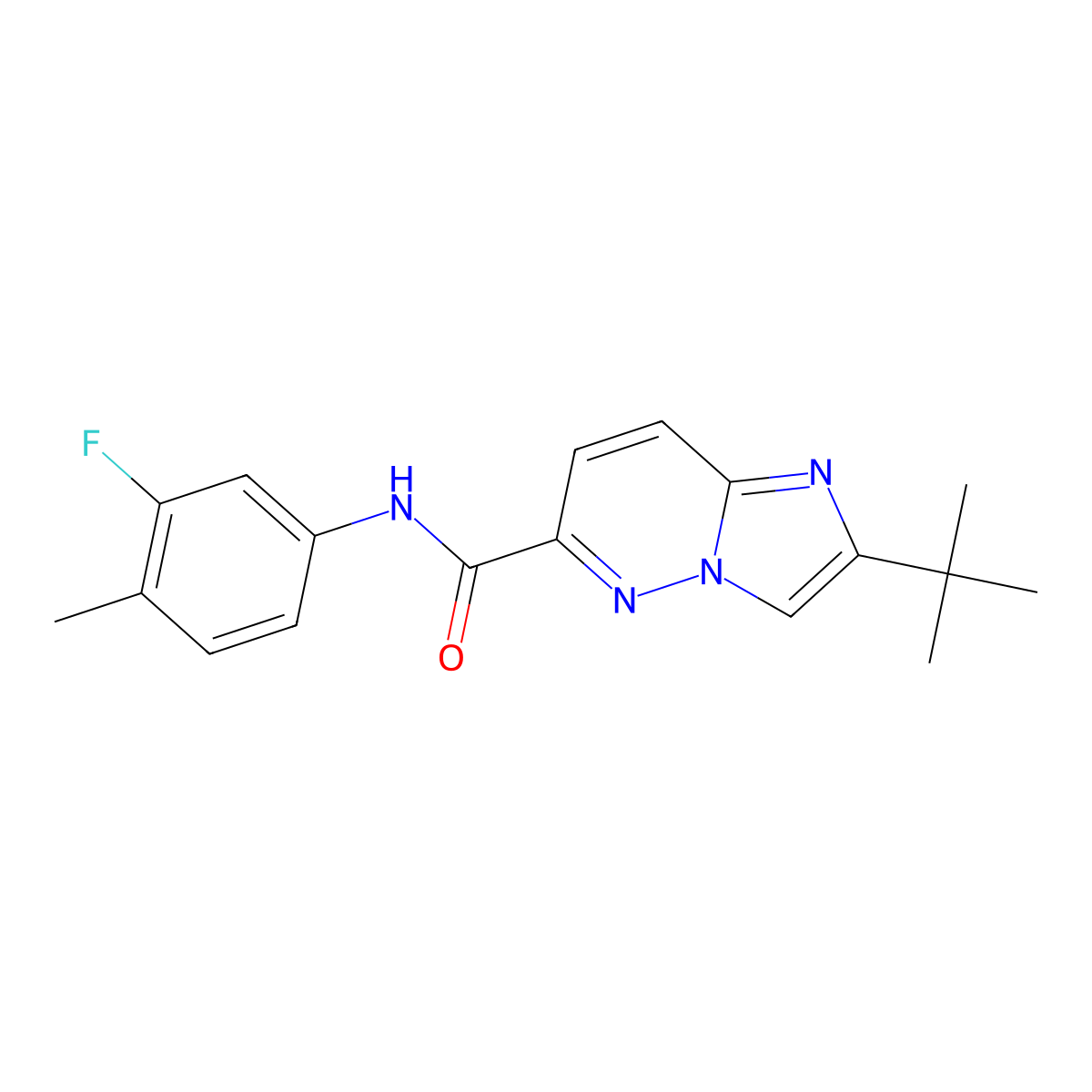 2-tert-butyl-N-(3-fluoro-4-methylphenyl)imidazo[1,2-b]pyridazine-6-carboxamide molecular structure, CAS 2548984-74-1