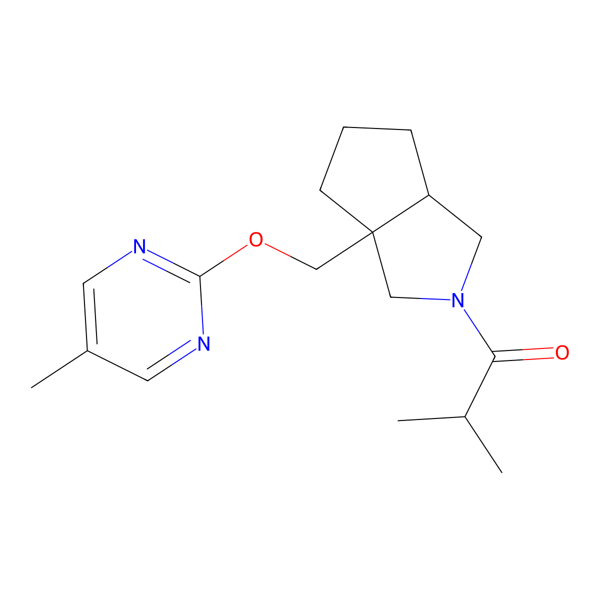 1-(3a-{[(5-Methylpyrimidin-2-yl)oxy]methyl}-octahydrocyclopenta[c]pyrrol-2-yl)-2-methylpropan-1-one molecular structure, CAS 2548984-75-2