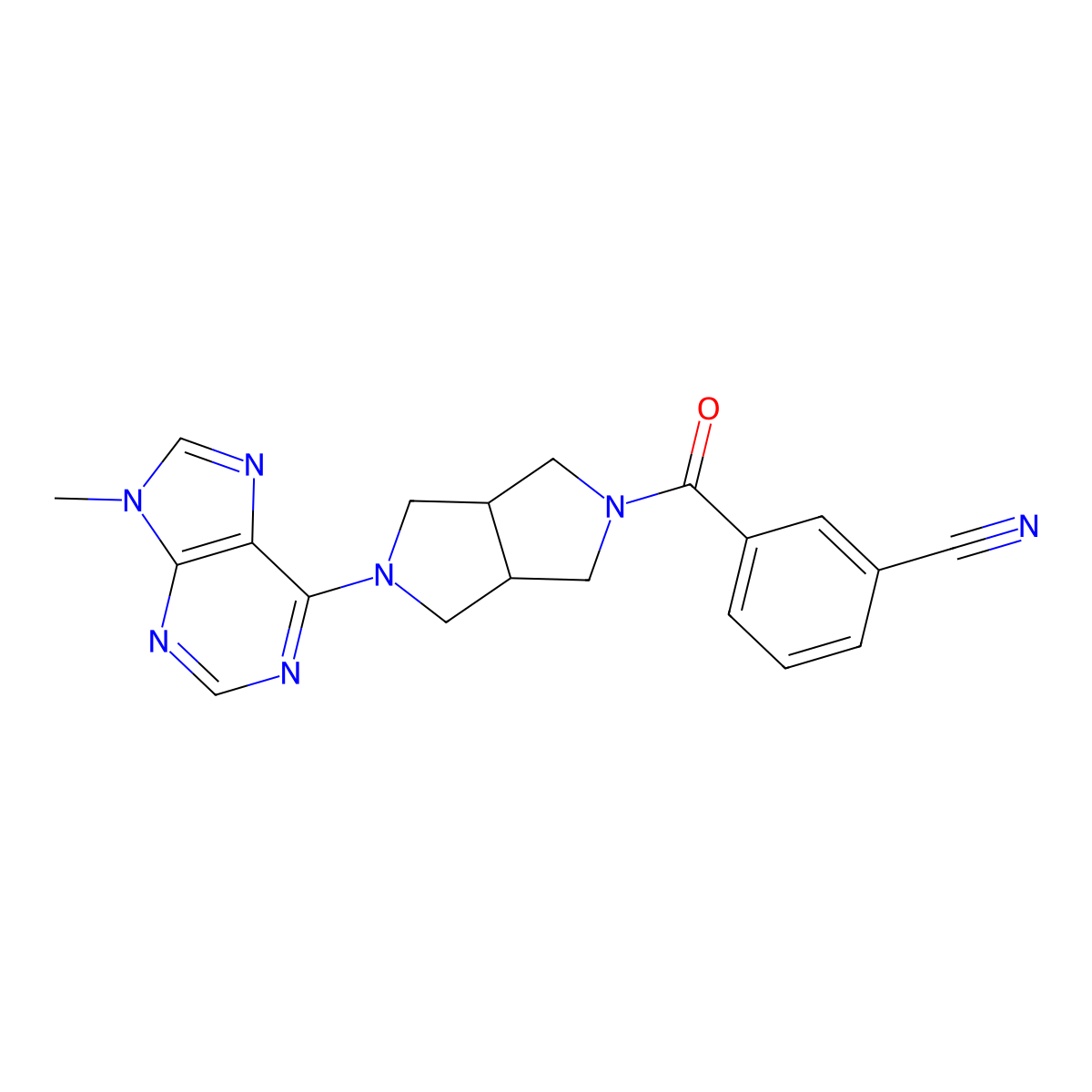 3-[5-(9-methyl-9H-purin-6-yl)-octahydropyrrolo[3,4-c]pyrrole-2-carbonyl]benzonitrile molecular structure, CAS 2548984-77-4