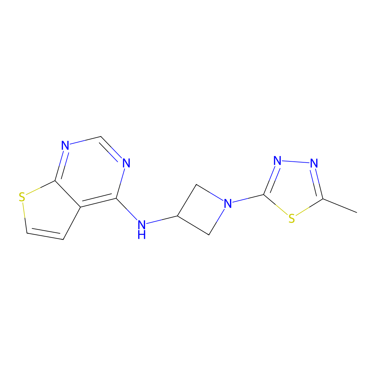 1-(5-methyl-1,3,4-thiadiazol-2-yl)-N-{thieno[2,3-d]pyrimidin-4-yl}azetidin-3-amine molecular structure, CAS 2548984-82-1