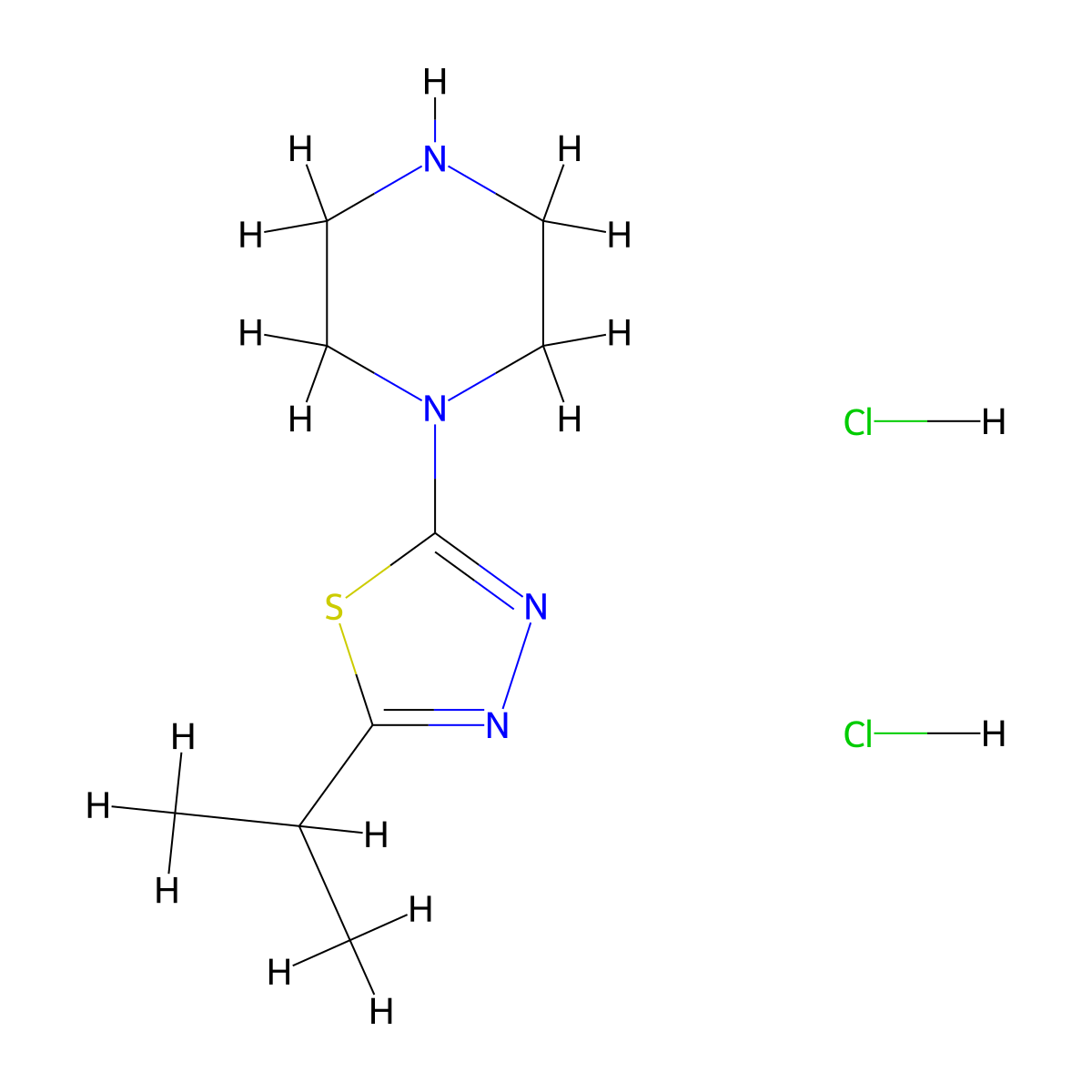 1-[5-(Propan-2-yl)-1,3,4-thiadiazol-2-yl]piperazine dihydrochloride molecular structure, CAS 2548984-84-3