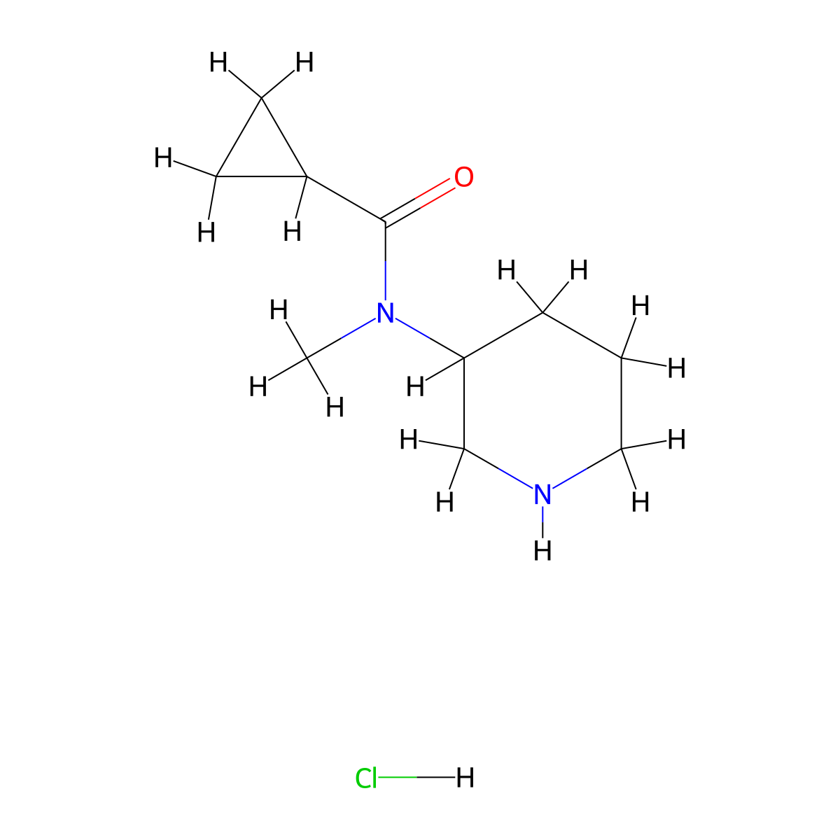 N-methyl-N-(piperidin-3-yl)cyclopropanecarboxamide hydrochloride molecular structure, CAS 2548984-86-5