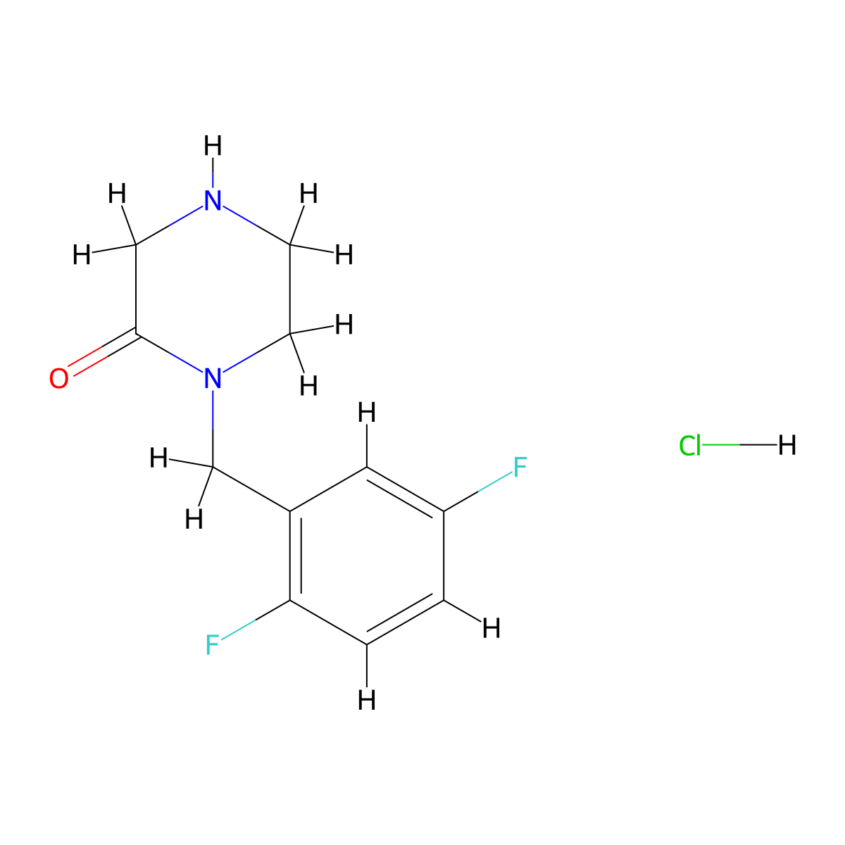 1-[(2,5-Difluorophenyl)methyl]piperazin-2-one hydrochloride molecular structure, CAS 2548984-89-8