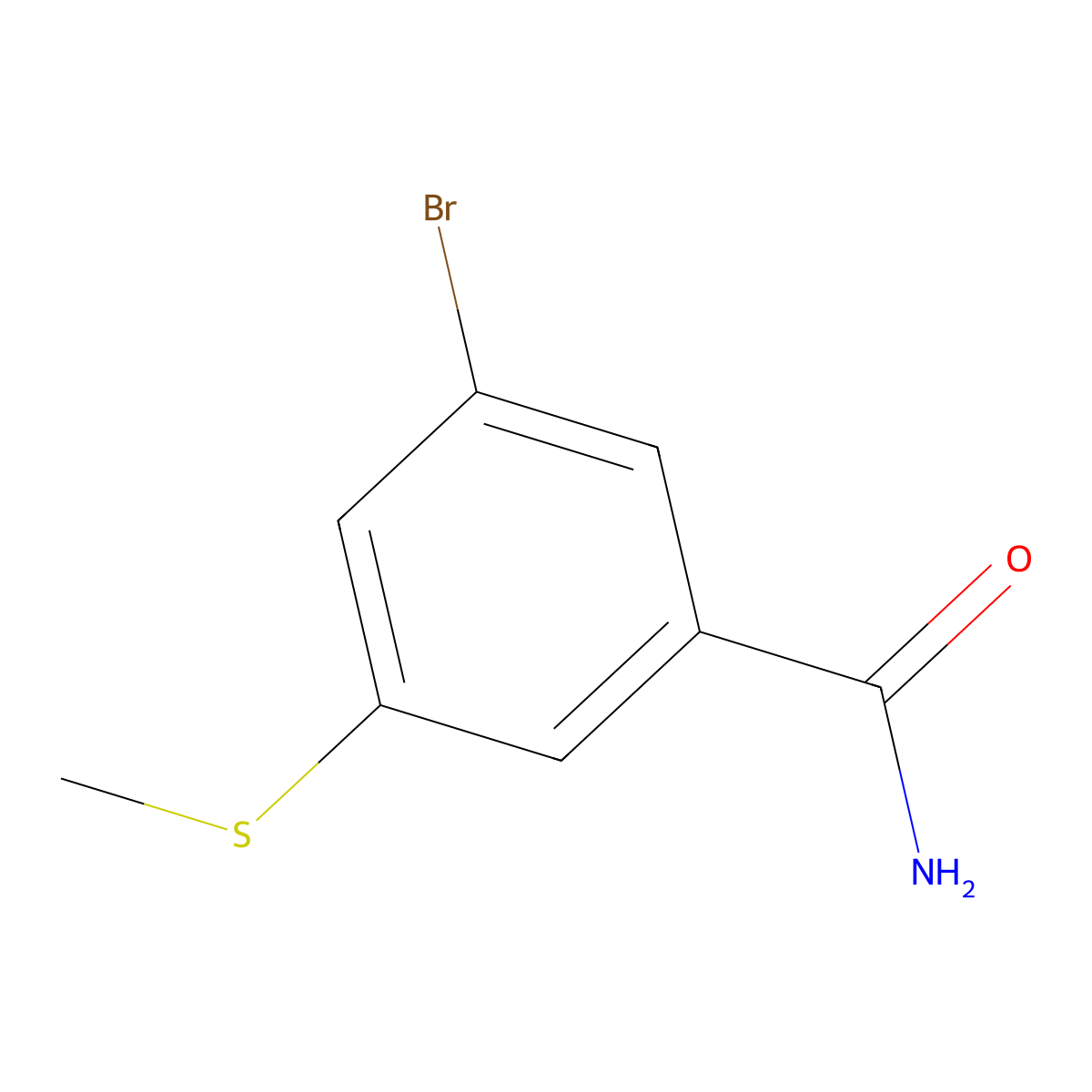 3-Bromo-5-(methylsulfanyl)benzamide molecular structure, CAS 2548984-92-3