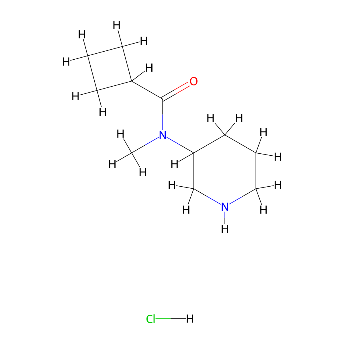 N-methyl-N-(piperidin-3-yl)cyclobutanecarboxamide hydrochloride molecular structure, CAS 2548984-95-6