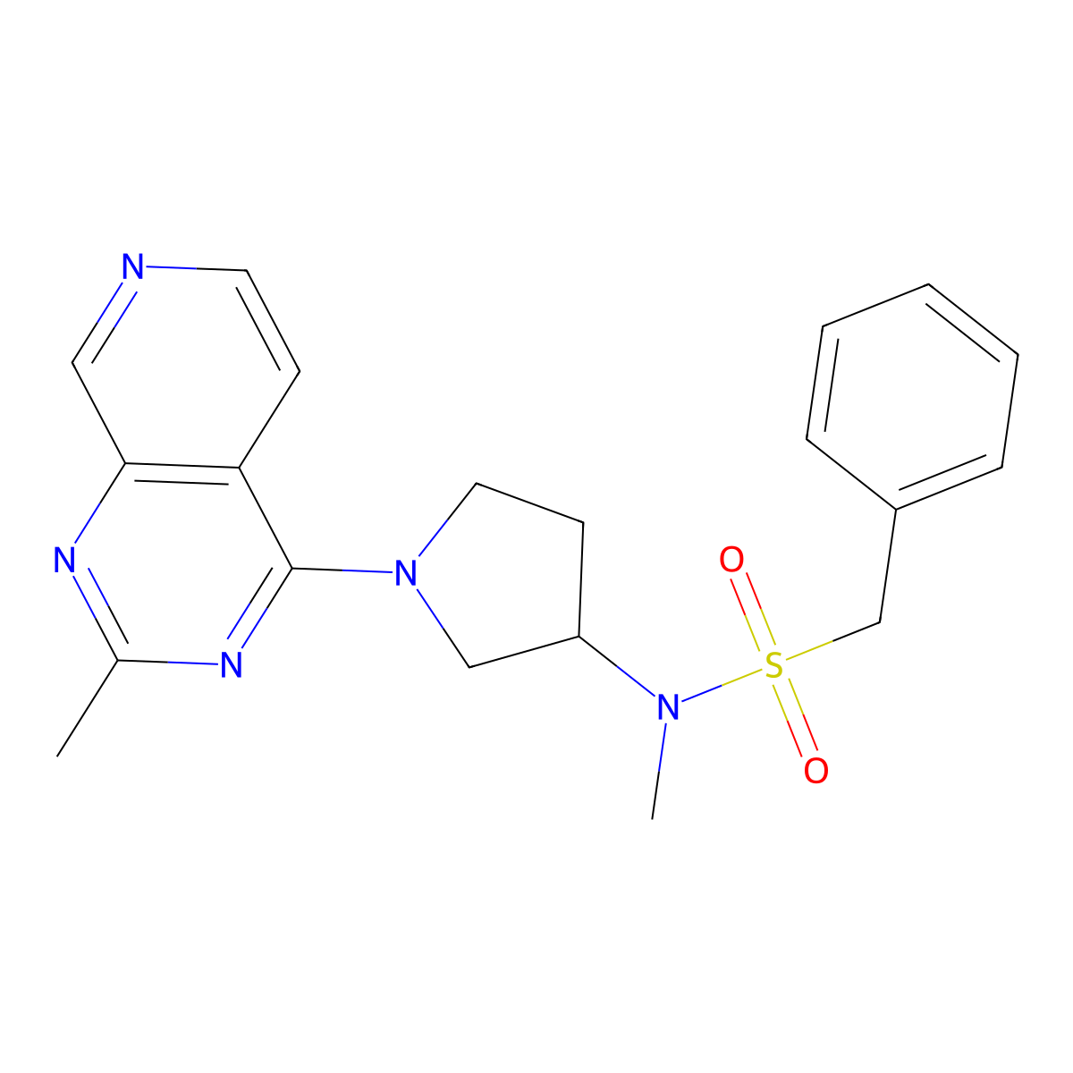 N-methyl-N-(1-{2-methylpyrido[3,4-d]pyrimidin-4-yl}pyrrolidin-3-yl)-1-phenylmethanesulfonamide molecular structure, CAS 2548985-00-6