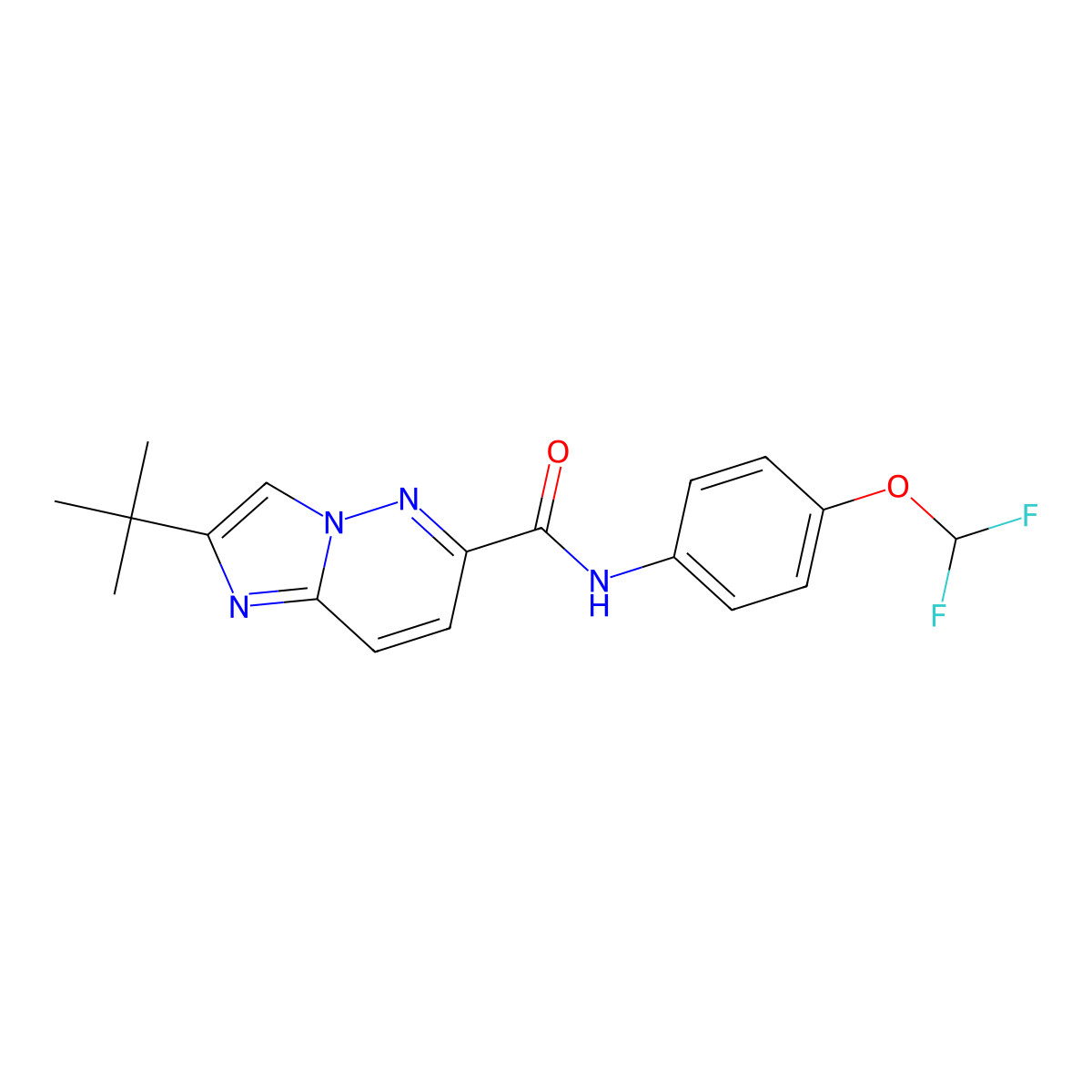 2-tert-butyl-N-[4-(difluoromethoxy)phenyl]imidazo[1,2-b]pyridazine-6-carboxamide molecular structure, CAS 2548985-09-5