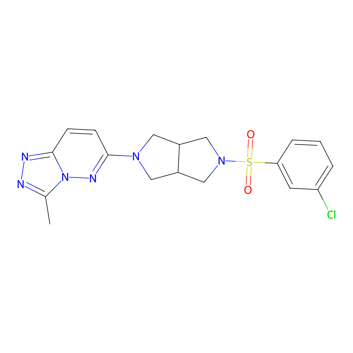 6-[5-(3-Chlorobenzenesulfonyl)-octahydropyrrolo[3,4-c]pyrrol-2-yl]-3-methyl-[1,2,4]triazolo[4,3-b]pyridazine molecular structure, CAS 2548985-10-8