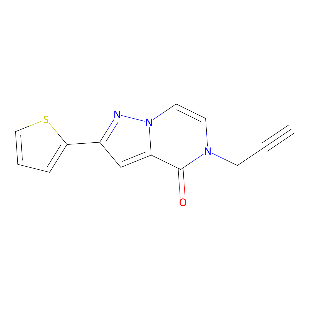 5-(prop-2-yn-1-yl)-2-(thiophen-2-yl)-4H,5H-pyrazolo[1,5-a]pyrazin-4-one molecular structure, CAS 2548985-13-1