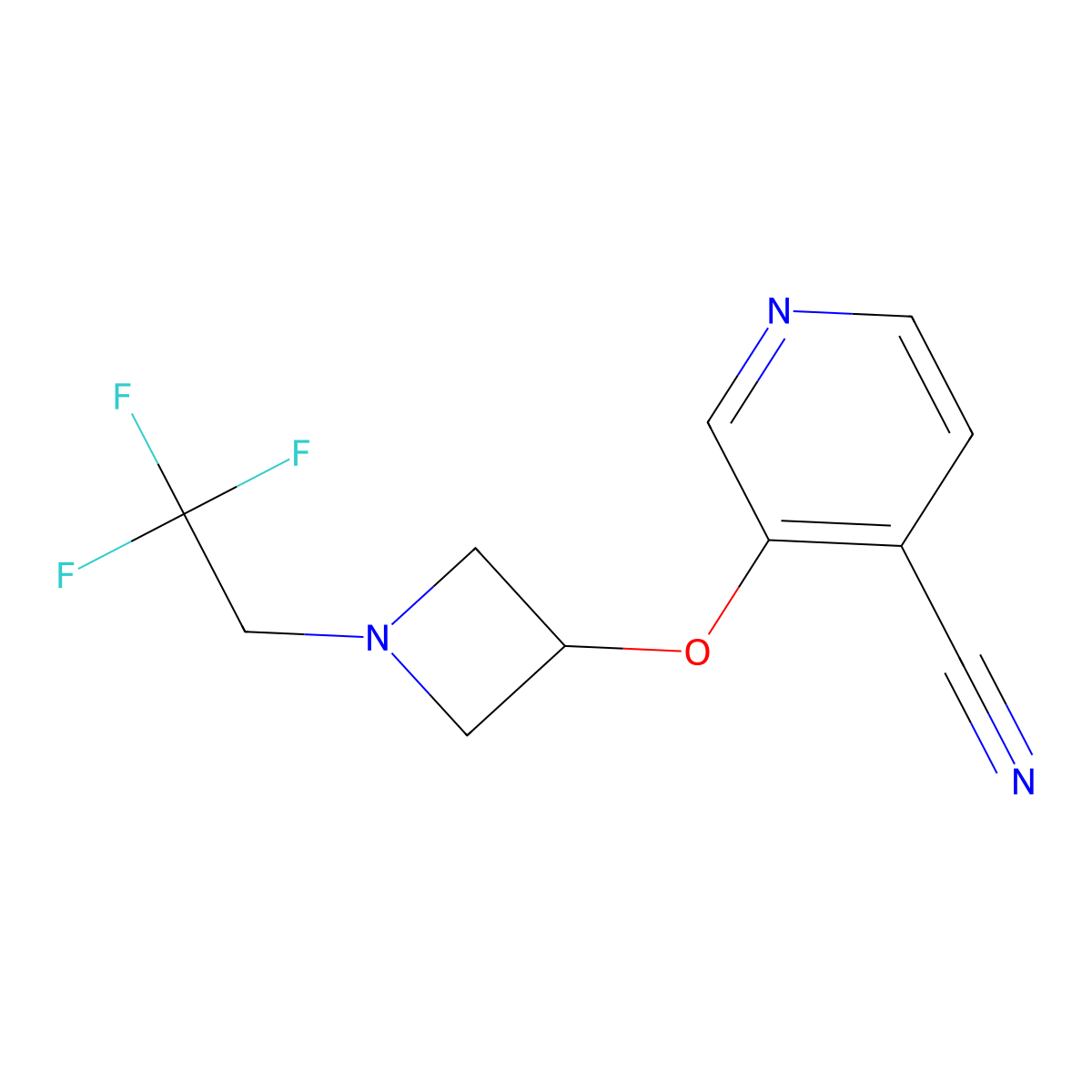 3-{[1-(2,2,2-Trifluoroethyl)azetidin-3-yl]oxy}pyridine-4-carbonitrile molecular structure, CAS 2548985-16-4