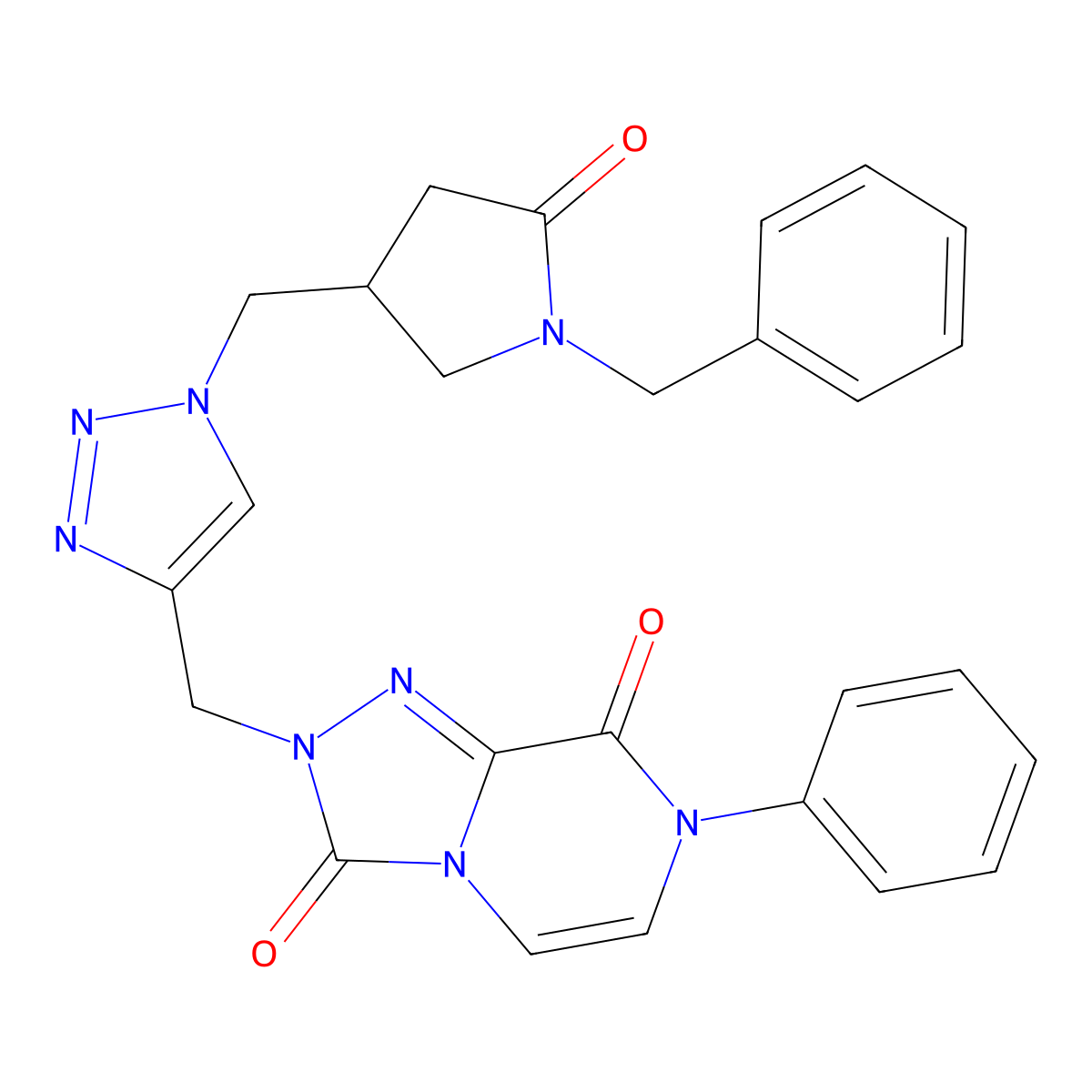 2-({1-[(1-benzyl-5-oxopyrrolidin-3-yl)methyl]-1H-1,2,3-triazol-4-yl}methyl)-7-phenyl-2H,3H,7H,8H-[1,2,4]triazolo[4,3-a]pyrazine-3,8-dione molecular structure, CAS 2548985-21-1
