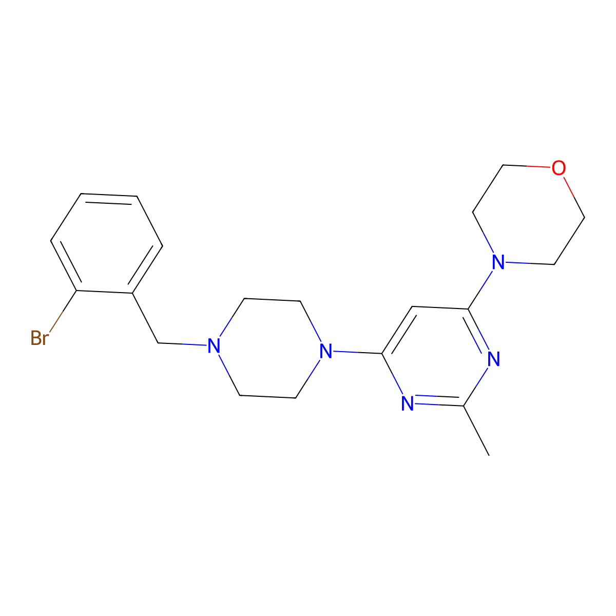 4-(6-{4-[(2-Bromophenyl)methyl]piperazin-1-yl}-2-methylpyrimidin-4-yl)morpholine molecular structure, CAS 2548985-23-3