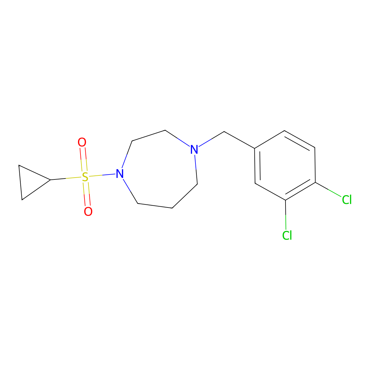 1-(Cyclopropanesulfonyl)-4-[(3,4-dichlorophenyl)methyl]-1,4-diazepane molecular structure, CAS 2548985-24-4