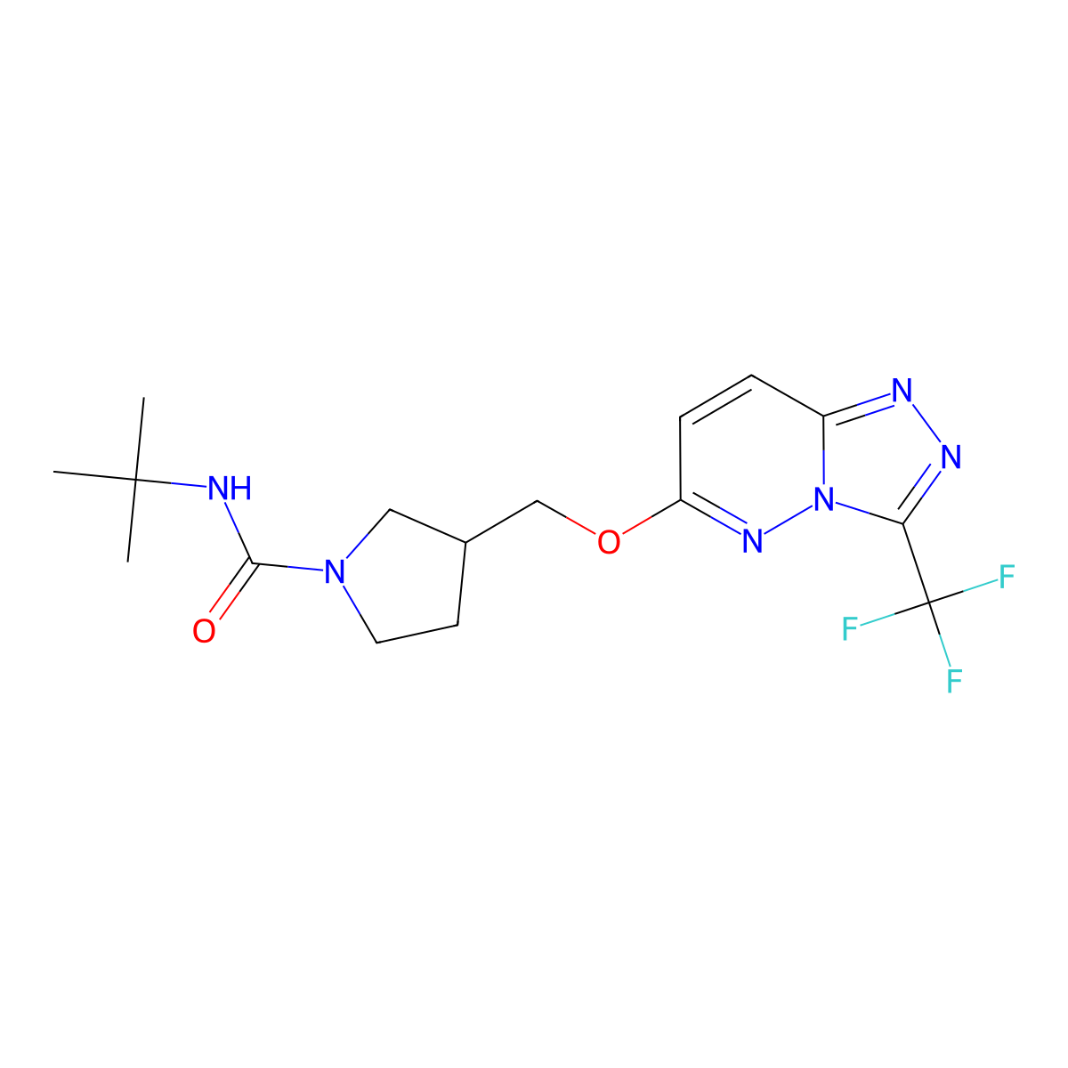 N-tert-butyl-3-({[3-(trifluoromethyl)-[1,2,4]triazolo[4,3-b]pyridazin-6-yl]oxy}methyl)pyrrolidine-1-carboxamide molecular structure, CAS 2548985-27-7
