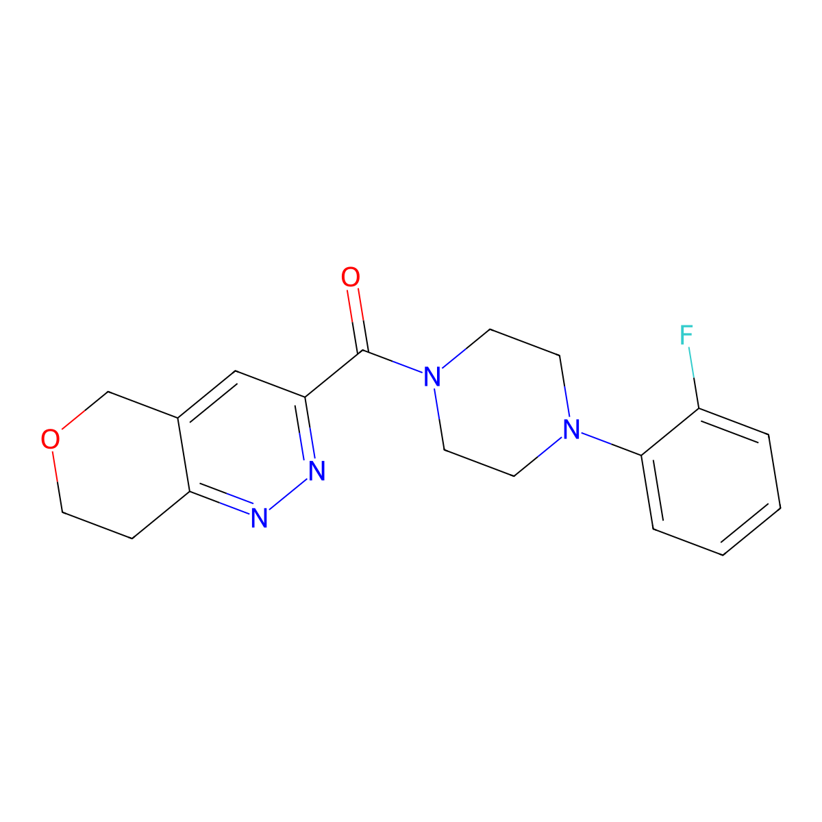 1-(2-fluorophenyl)-4-{5H,7H,8H-pyrano[4,3-c]pyridazine-3-carbonyl}piperazine molecular structure, CAS 2548985-28-8