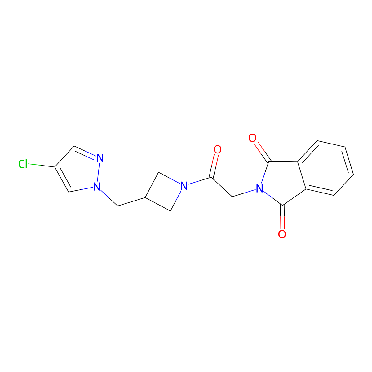 2-(2-{3-[(4-chloro-1H-pyrazol-1-yl)methyl]azetidin-1-yl}-2-oxoethyl)-2,3-dihydro-1H-isoindole-1,3-dione molecular structure, CAS 2548985-31-3