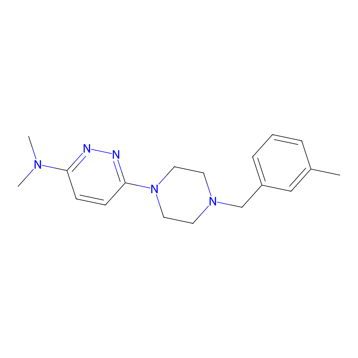 N,N-dimethyl-6-{4-[(3-methylphenyl)methyl]piperazin-1-yl}pyridazin-3-amine molecular structure, CAS 2548985-32-4