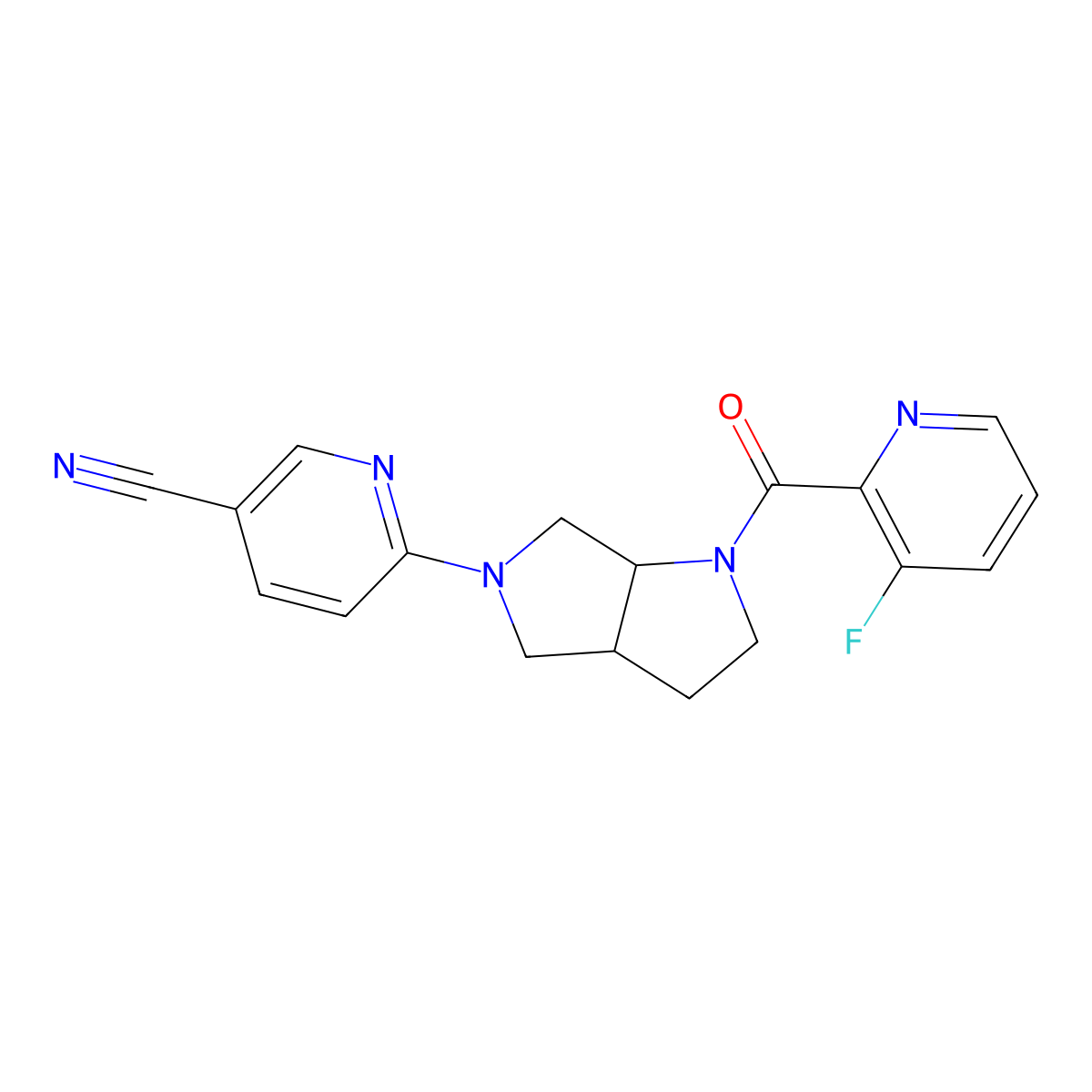 6-[1-(3-Fluoropyridine-2-carbonyl)-octahydropyrrolo[3,4-b]pyrrol-5-yl]pyridine-3-carbonitrile molecular structure, CAS 2548985-36-8