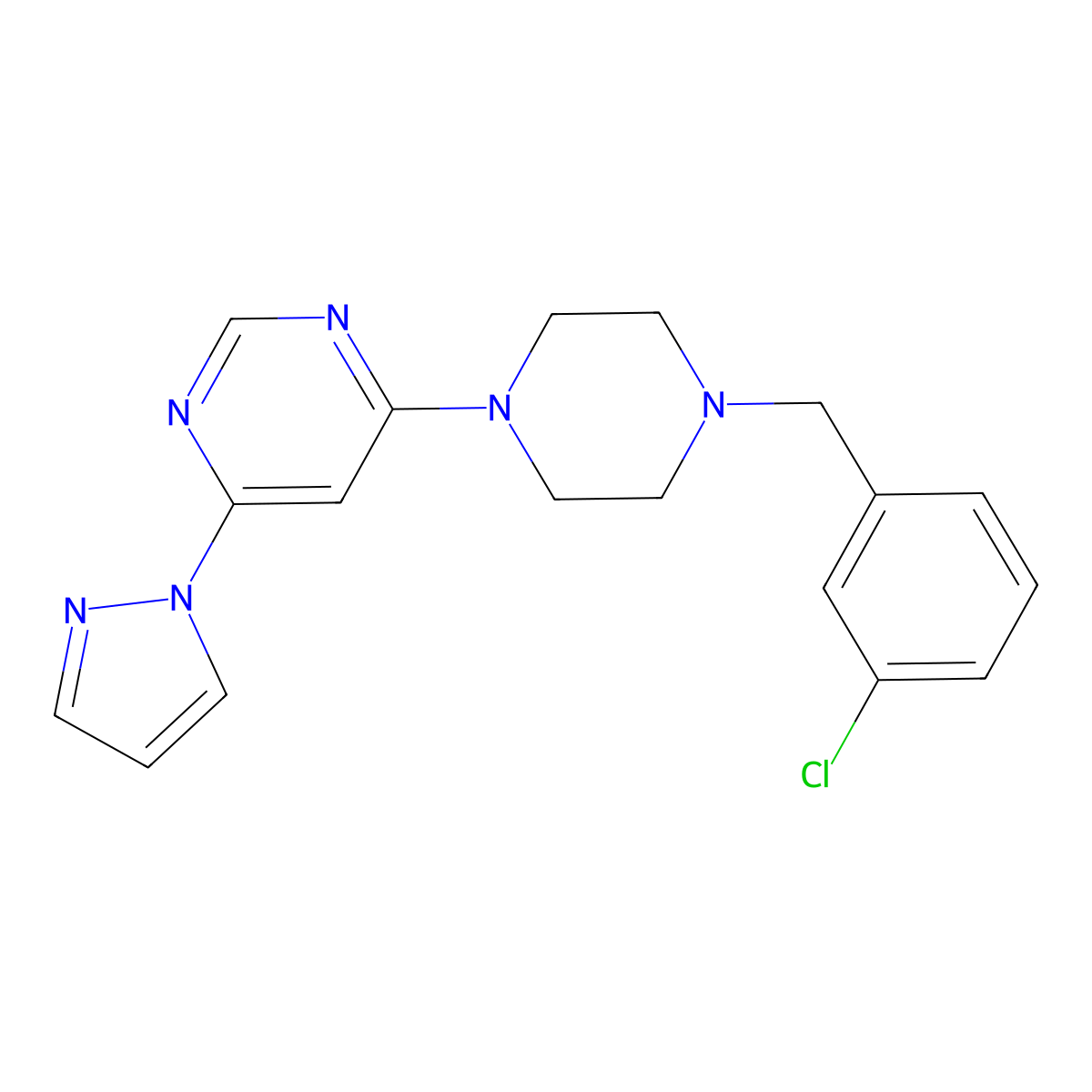 4-{4-[(3-chlorophenyl)methyl]piperazin-1-yl}-6-(1H-pyrazol-1-yl)pyrimidine molecular structure, CAS 2548985-39-1