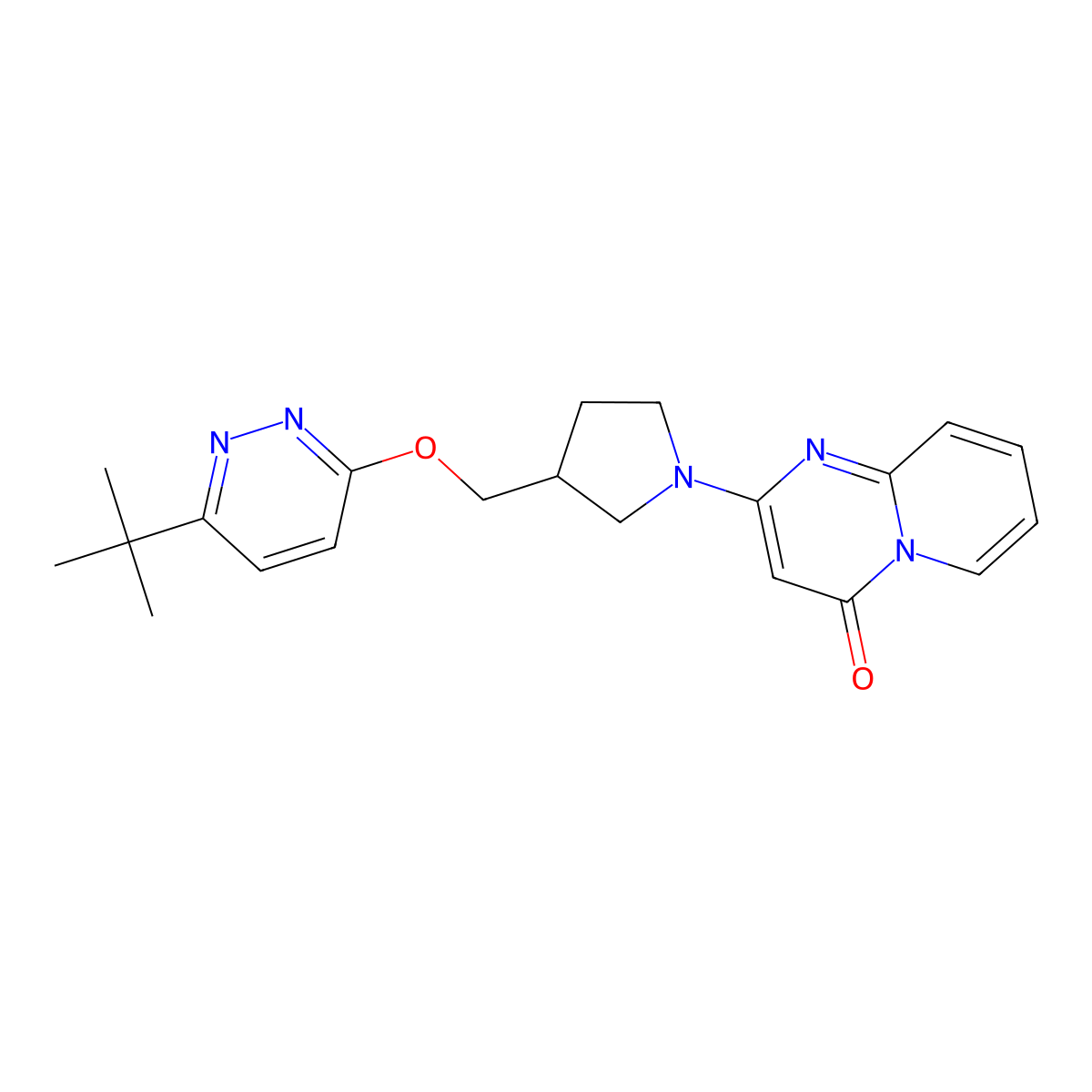 2-(3-{[(6-tert-butylpyridazin-3-yl)oxy]methyl}pyrrolidin-1-yl)-4H-pyrido[1,2-a]pyrimidin-4-one molecular structure, CAS 2548985-42-6