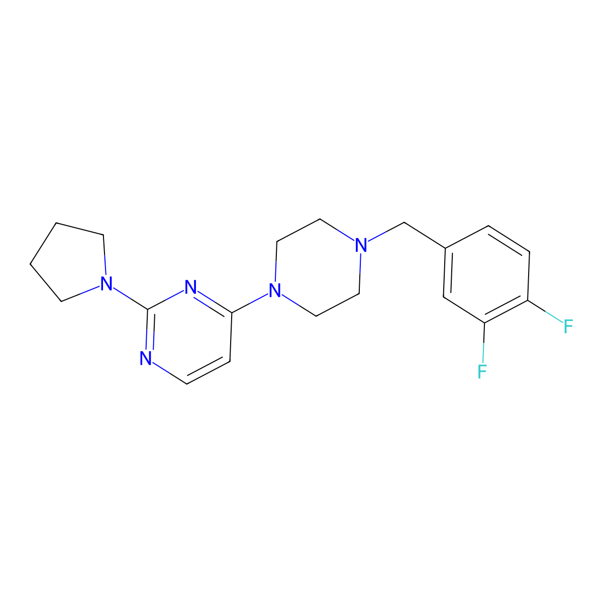4-{4-[(3,4-Difluorophenyl)methyl]piperazin-1-yl}-2-(pyrrolidin-1-yl)pyrimidine molecular structure, CAS 2548985-47-1