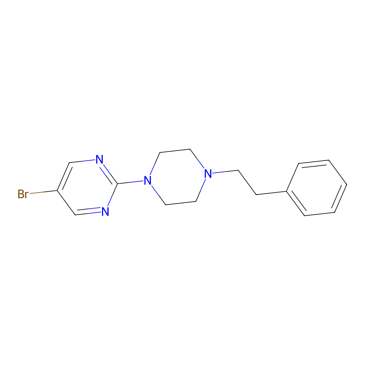 5-Bromo-2-[4-(2-phenylethyl)piperazin-1-yl]pyrimidine molecular structure, CAS 2548985-54-0