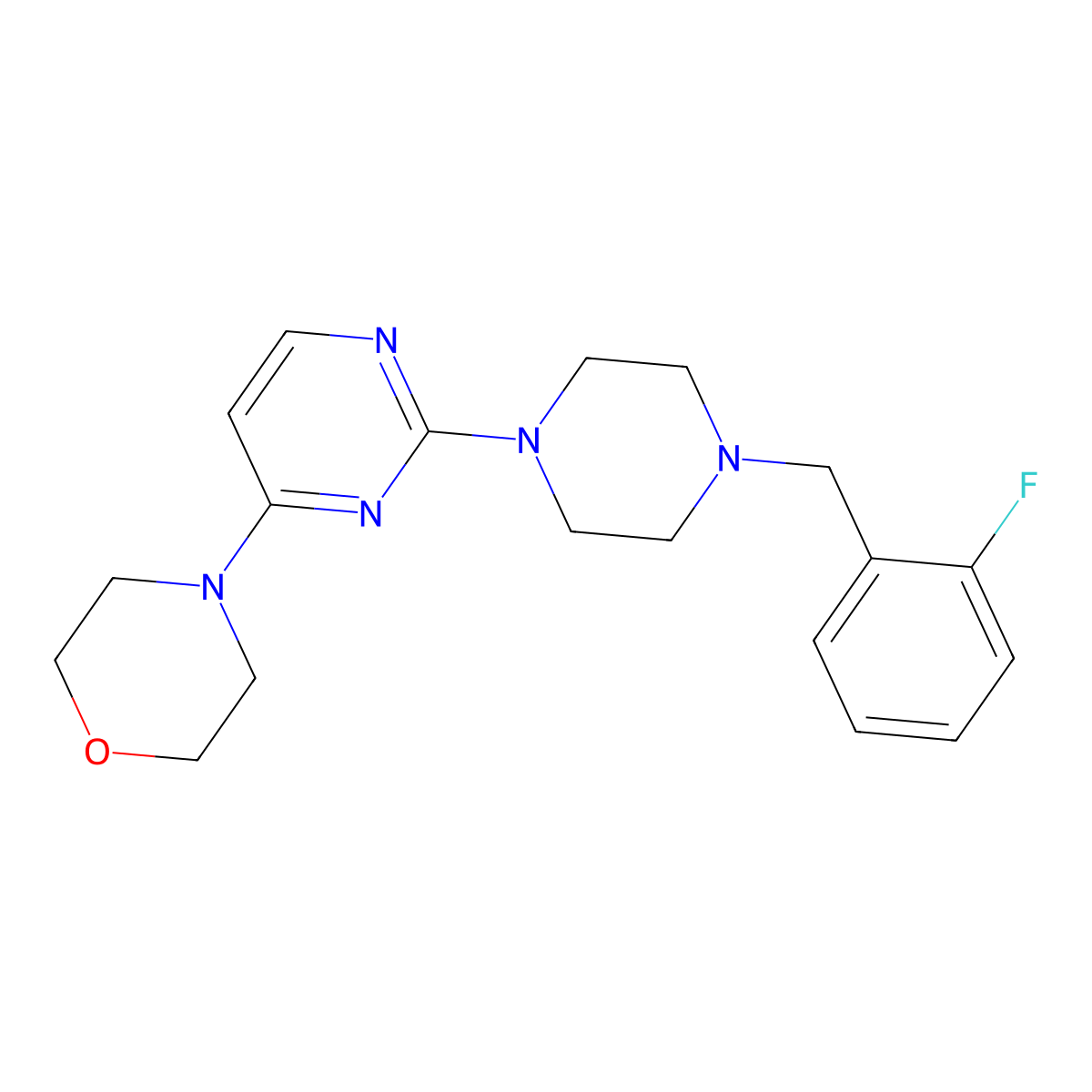 4-(2-{4-[(2-Fluorophenyl)methyl]piperazin-1-yl}pyrimidin-4-yl)morpholine molecular structure, CAS 2548985-56-2