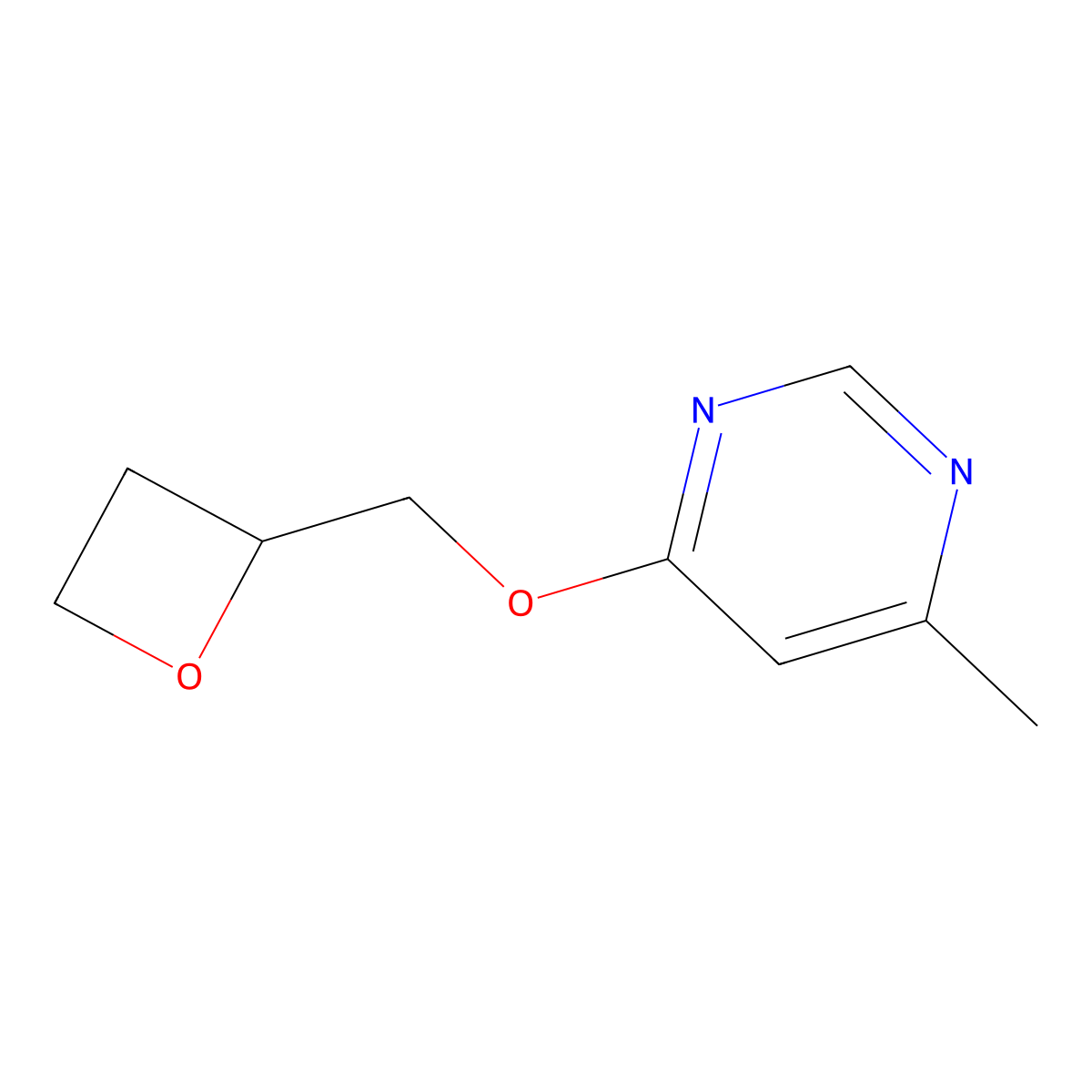 4-Methyl-6-[(oxetan-2-yl)methoxy]pyrimidine molecular structure, CAS 2548985-58-4