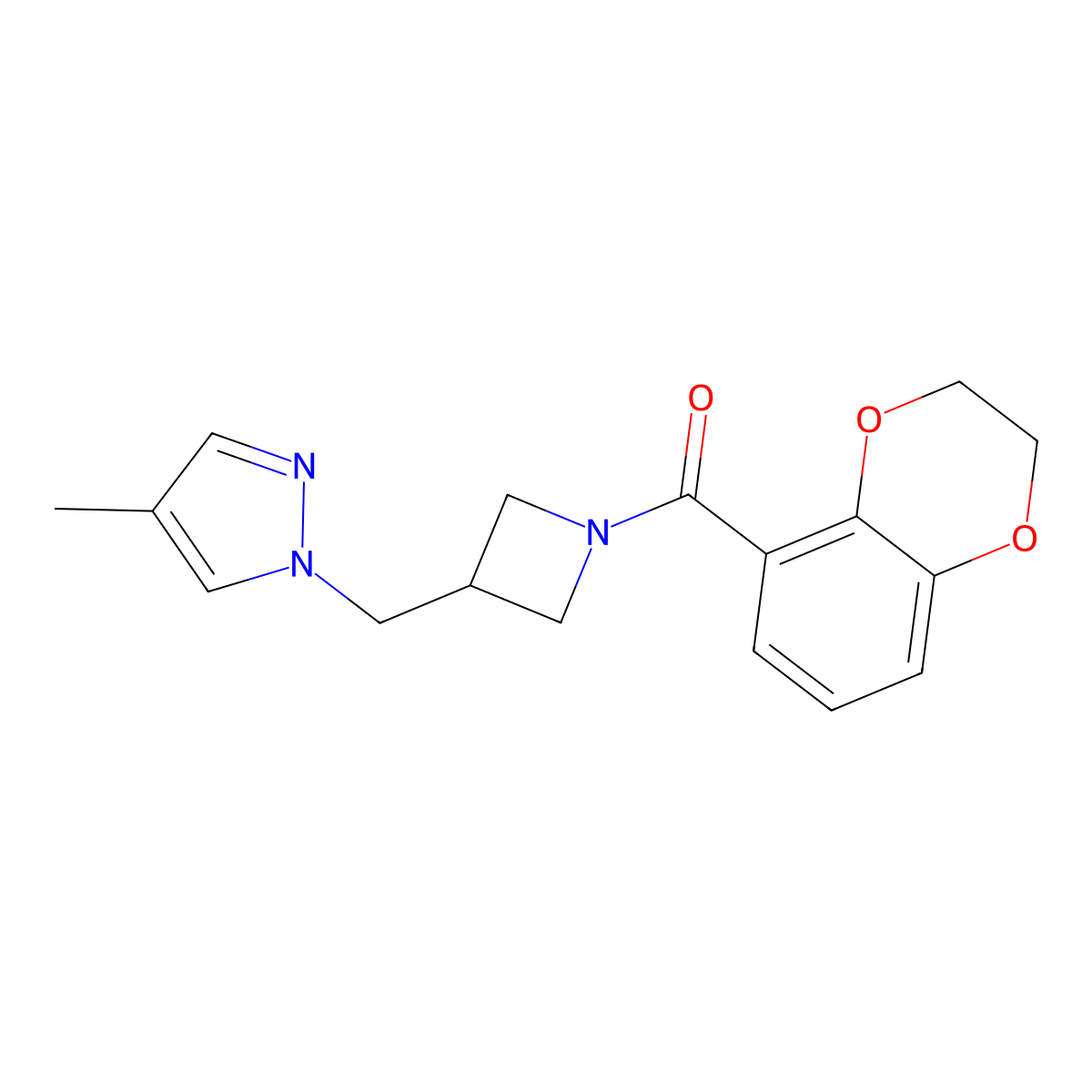 1-{[1-(2,3-dihydro-1,4-benzodioxine-5-carbonyl)azetidin-3-yl]methyl}-4-methyl-1H-pyrazole molecular structure, CAS 2548985-59-5