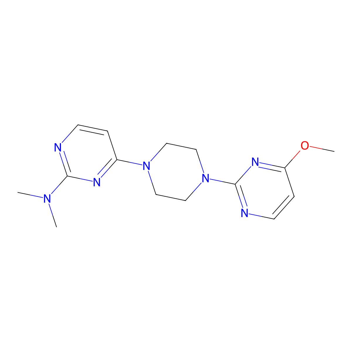 4-[4-(4-methoxypyrimidin-2-yl)piperazin-1-yl]-N,N-dimethylpyrimidin-2-amine molecular structure, CAS 2548985-60-8