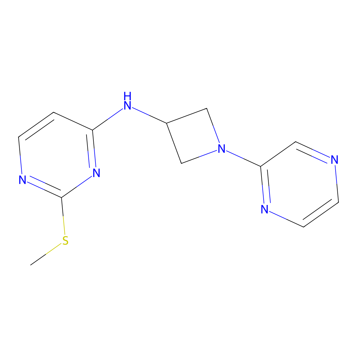 2-(methylsulfanyl)-N-[1-(pyrazin-2-yl)azetidin-3-yl]pyrimidin-4-amine molecular structure, CAS 2548985-64-2