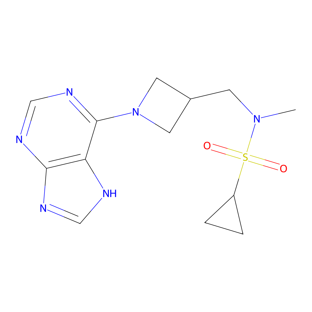 N-methyl-N-{[1-(9H-purin-6-yl)azetidin-3-yl]methyl}cyclopropanesulfonamide molecular structure, CAS 2548985-65-3