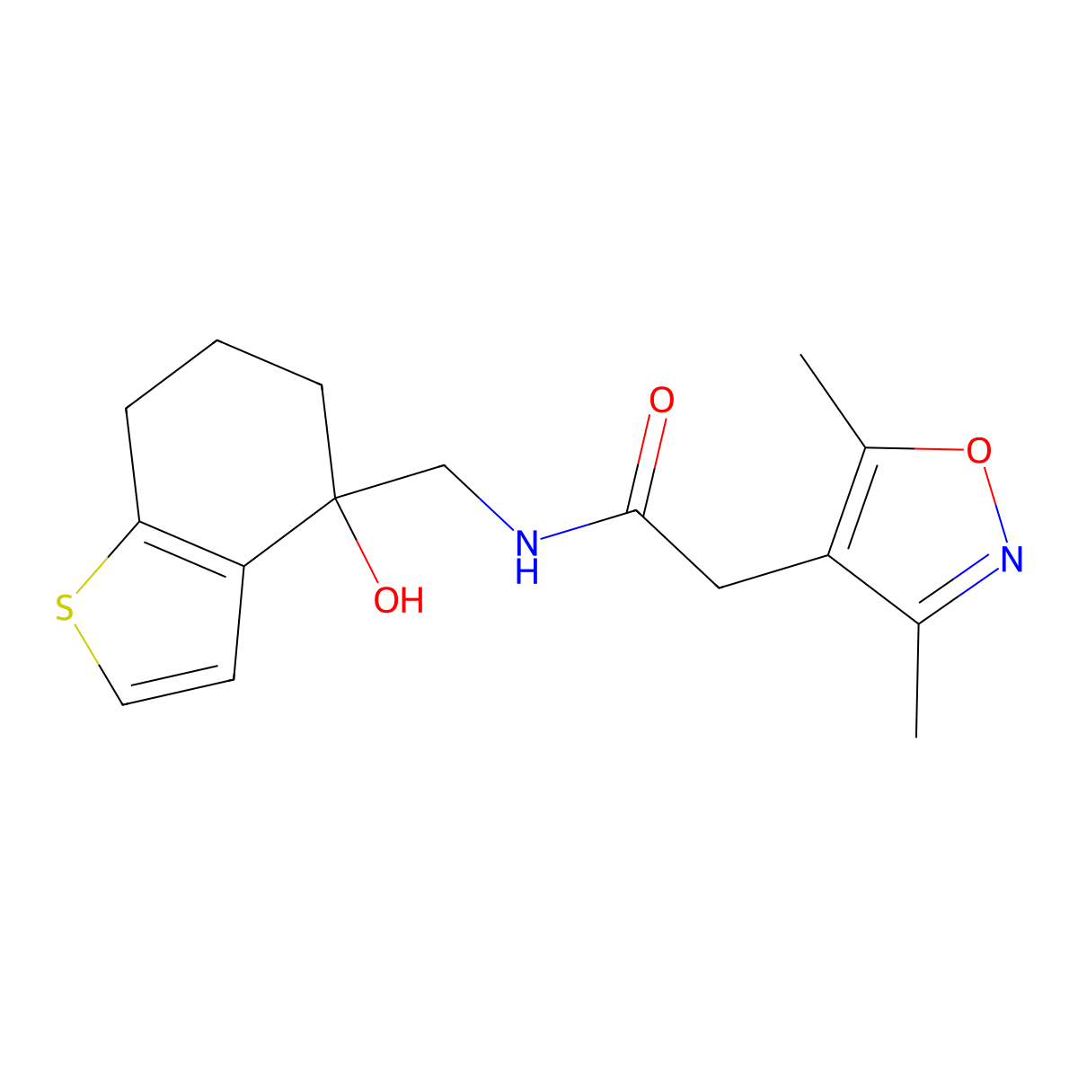2-(3,5-dimethyl-1,2-oxazol-4-yl)-N-[(4-hydroxy-4,5,6,7-tetrahydro-1-benzothiophen-4-yl)methyl]acetamide molecular structure, CAS 2548985-68-6