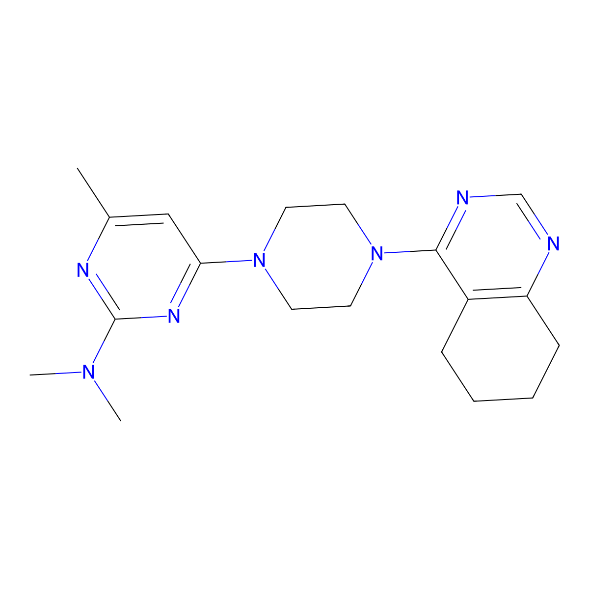 N,N,4-trimethyl-6-[4-(5,6,7,8-tetrahydroquinazolin-4-yl)piperazin-1-yl]pyrimidin-2-amine molecular structure, CAS 2548985-71-1