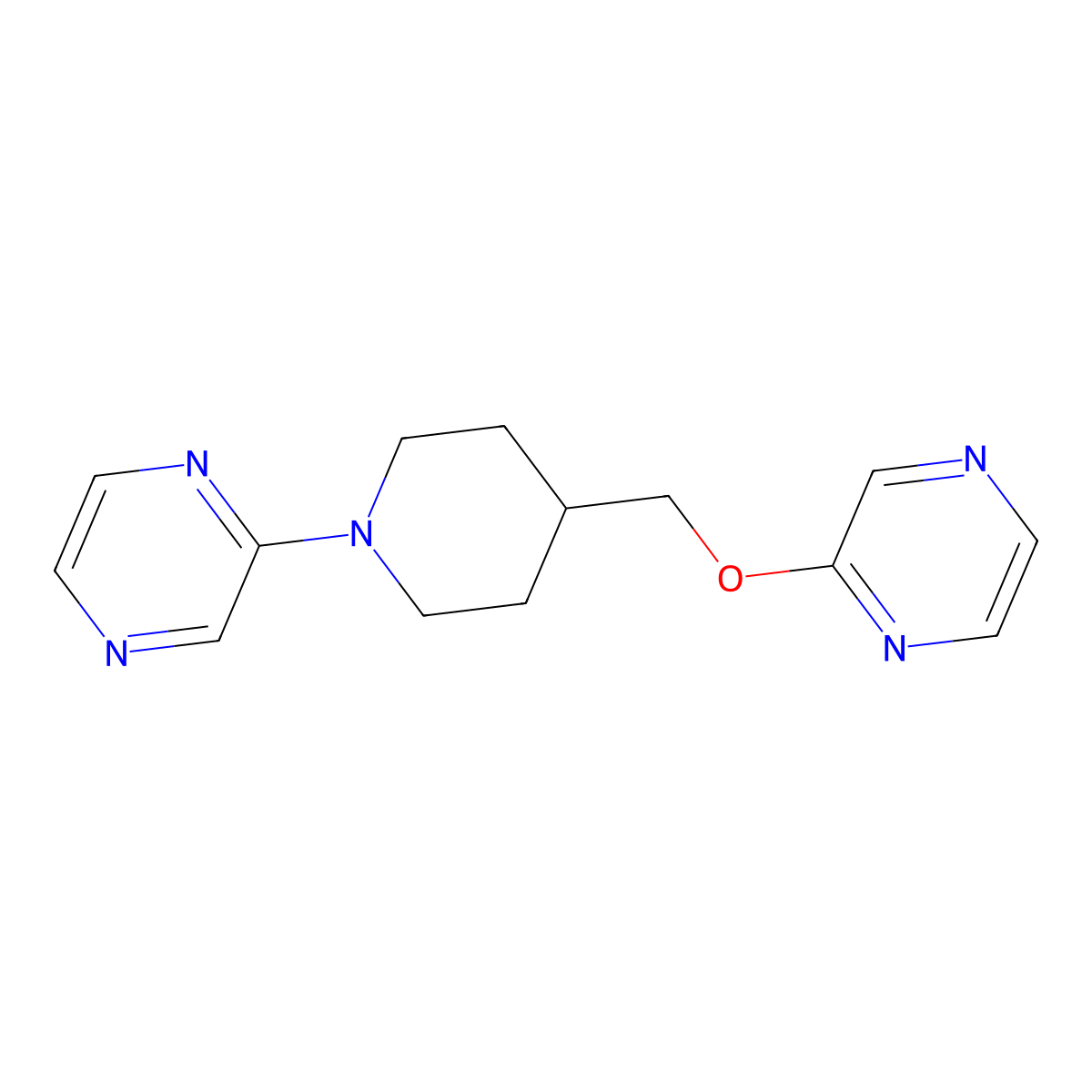 2-{4-[(Pyrazin-2-yloxy)methyl]piperidin-1-yl}pyrazine molecular structure, CAS 2548985-74-4