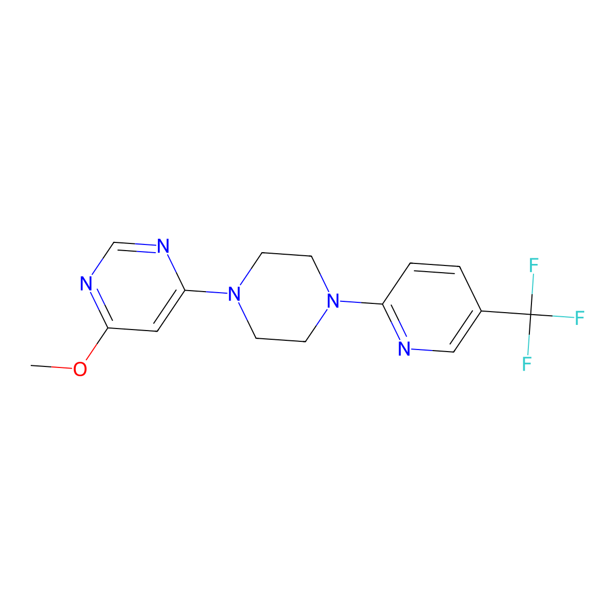 4-Methoxy-6-{4-[5-(trifluoromethyl)pyridin-2-yl]piperazin-1-yl}pyrimidine molecular structure, CAS 2548985-82-4