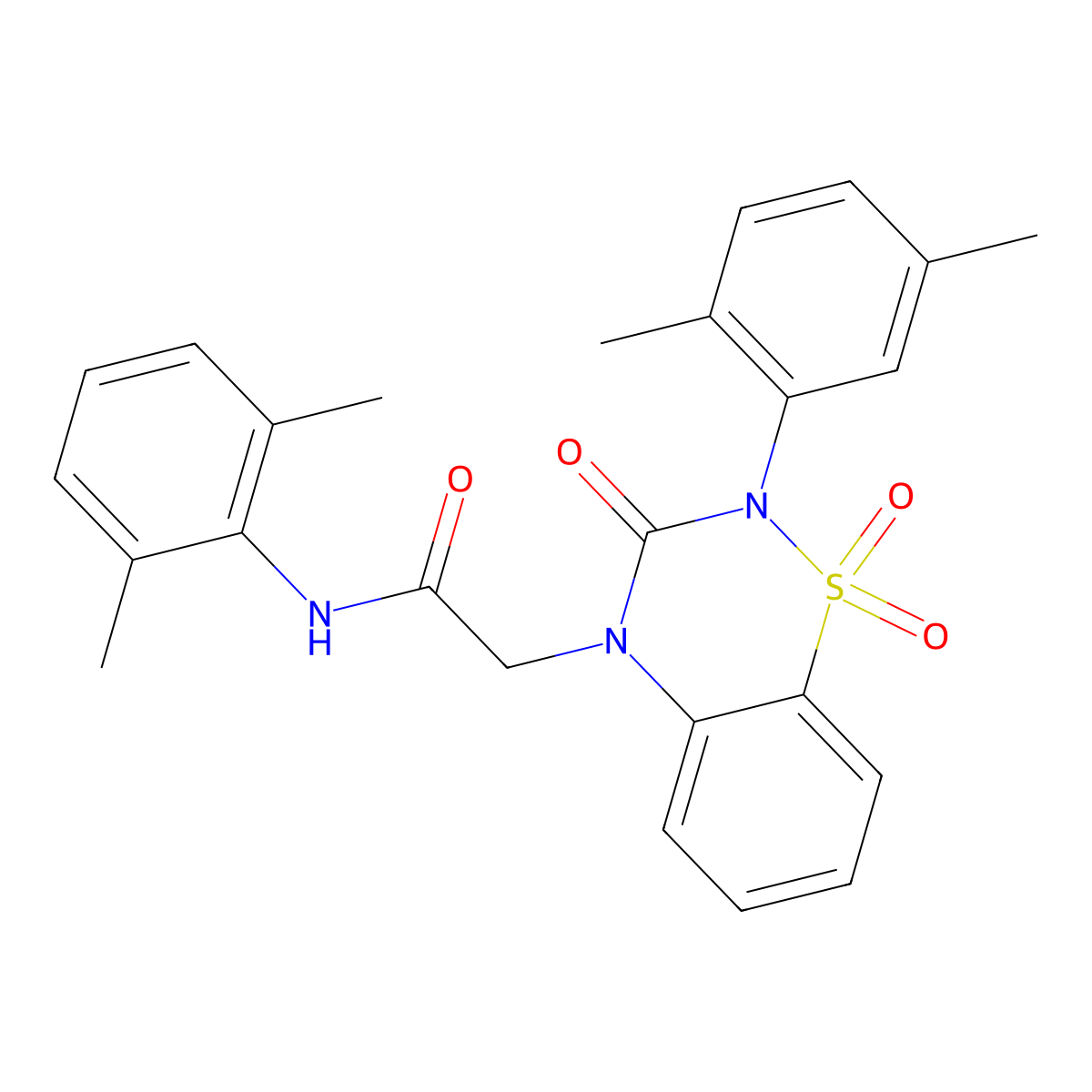 N-(2,6-dimethylphenyl)-2-[2-(2,5-dimethylphenyl)-1,1,3-trioxo-3,4-dihydro-2H-1lambda6,2,4-benzothiadiazin-4-yl]acetamide molecular structure, CAS 2548985-84-6