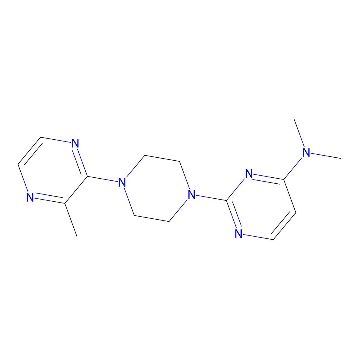 N,N-dimethyl-2-[4-(3-methylpyrazin-2-yl)piperazin-1-yl]pyrimidin-4-amine molecular structure, CAS 2548985-86-8