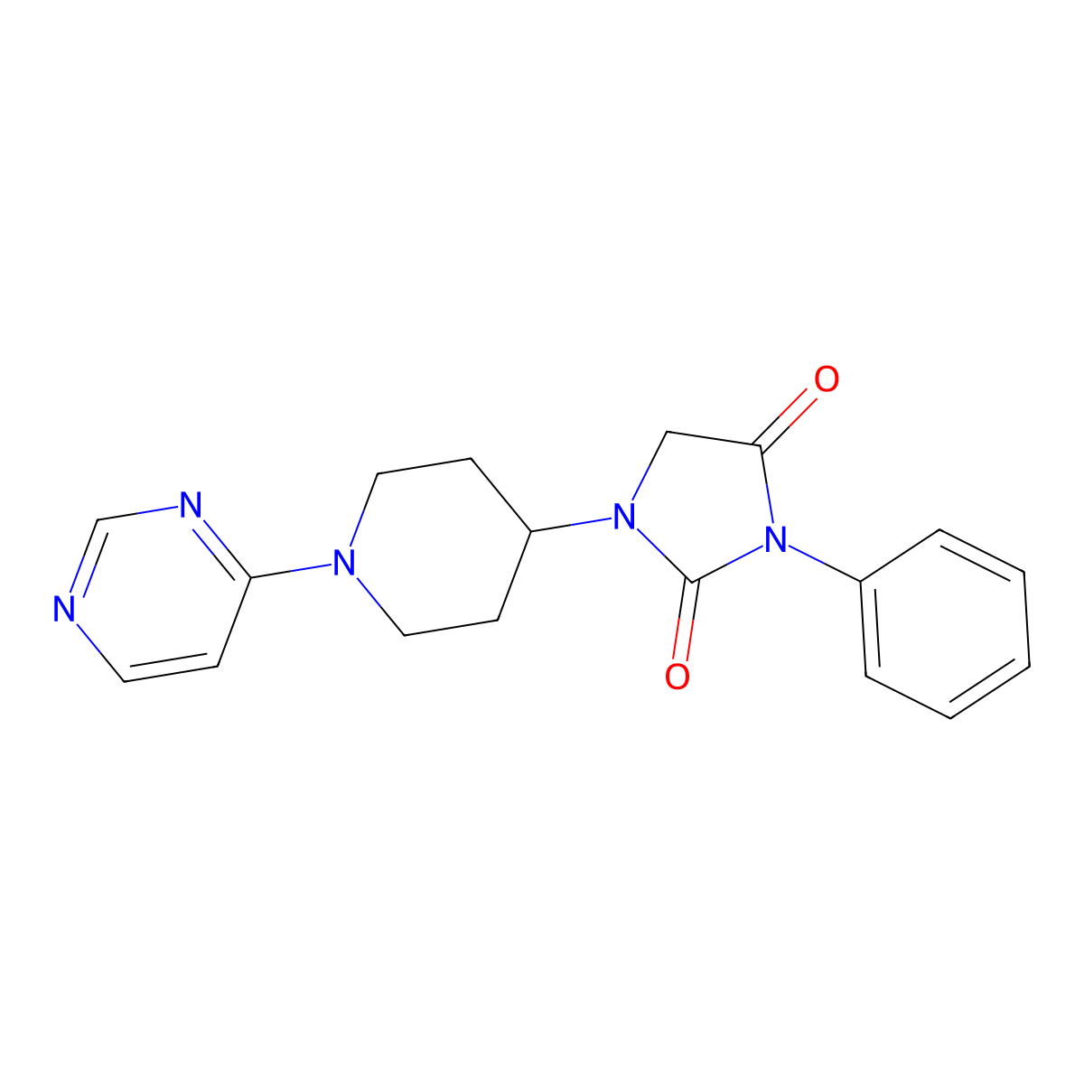 3-Phenyl-1-[1-(pyrimidin-4-yl)piperidin-4-yl]imidazolidine-2,4-dione molecular structure, CAS 2548985-96-0