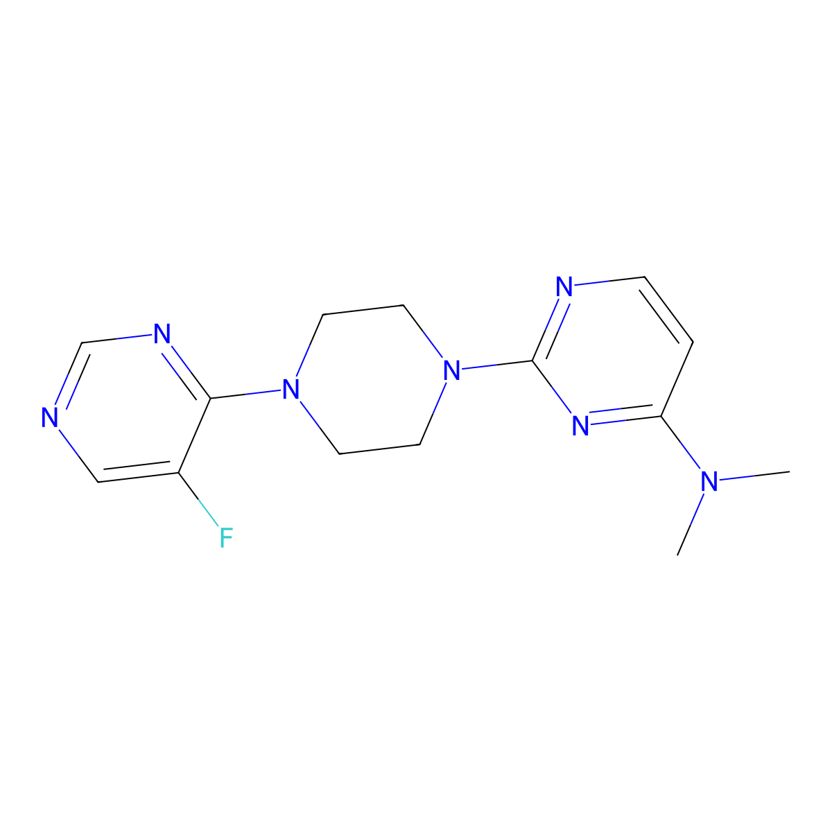 2-[4-(5-fluoropyrimidin-4-yl)piperazin-1-yl]-N,N-dimethylpyrimidin-4-amine molecular structure, CAS 2548985-97-1