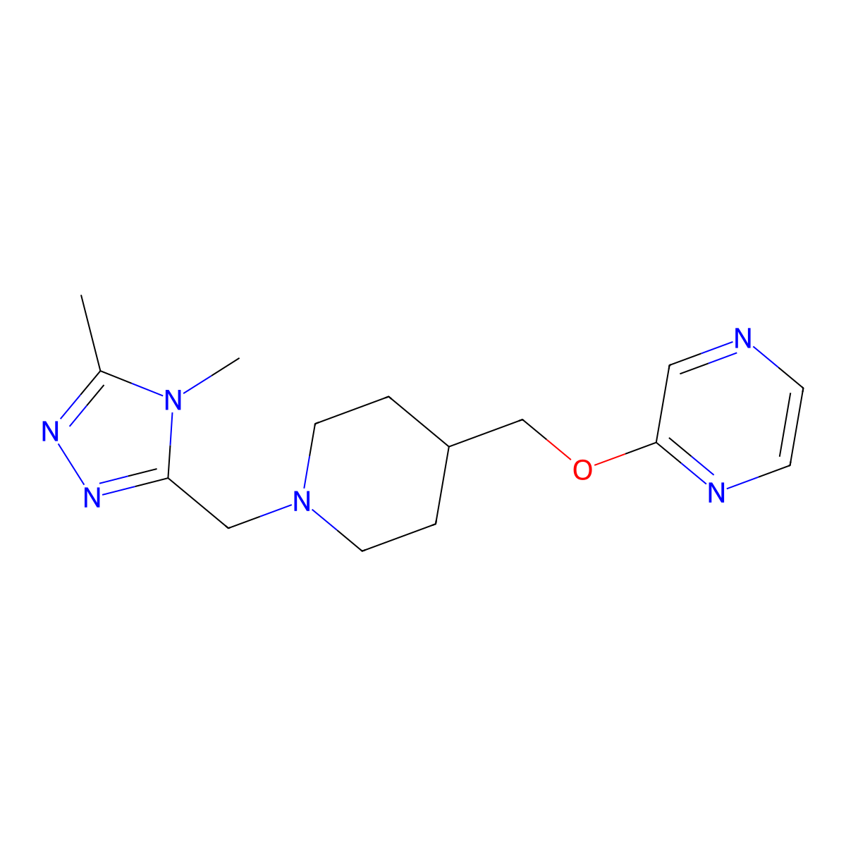 2-({1-[(4,5-dimethyl-4H-1,2,4-triazol-3-yl)methyl]piperidin-4-yl}methoxy)pyrazine molecular structure, CAS 2548986-00-9