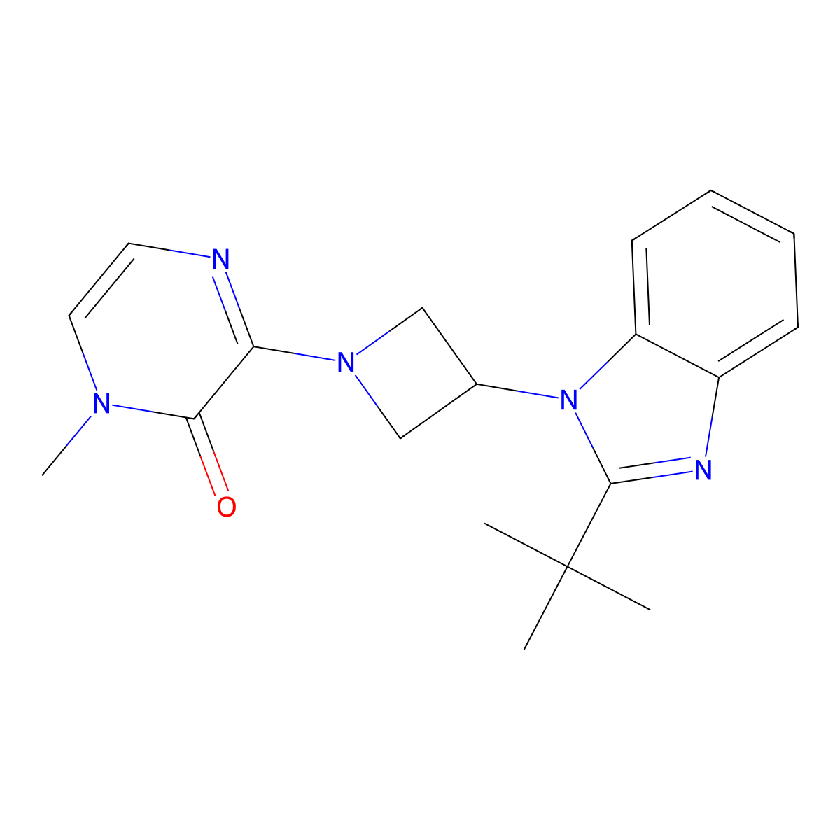 3-[3-(2-tert-butyl-1H-1,3-benzodiazol-1-yl)azetidin-1-yl]-1-methyl-1,2-dihydropyrazin-2-one molecular structure, CAS 2548986-01-0