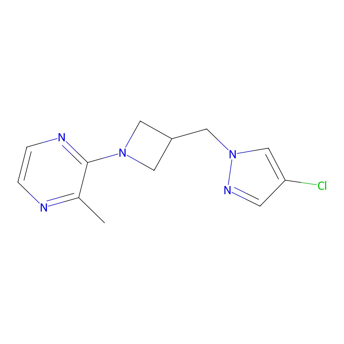 2-{3-[(4-chloro-1H-pyrazol-1-yl)methyl]azetidin-1-yl}-3-methylpyrazine molecular structure, CAS 2548986-04-3
