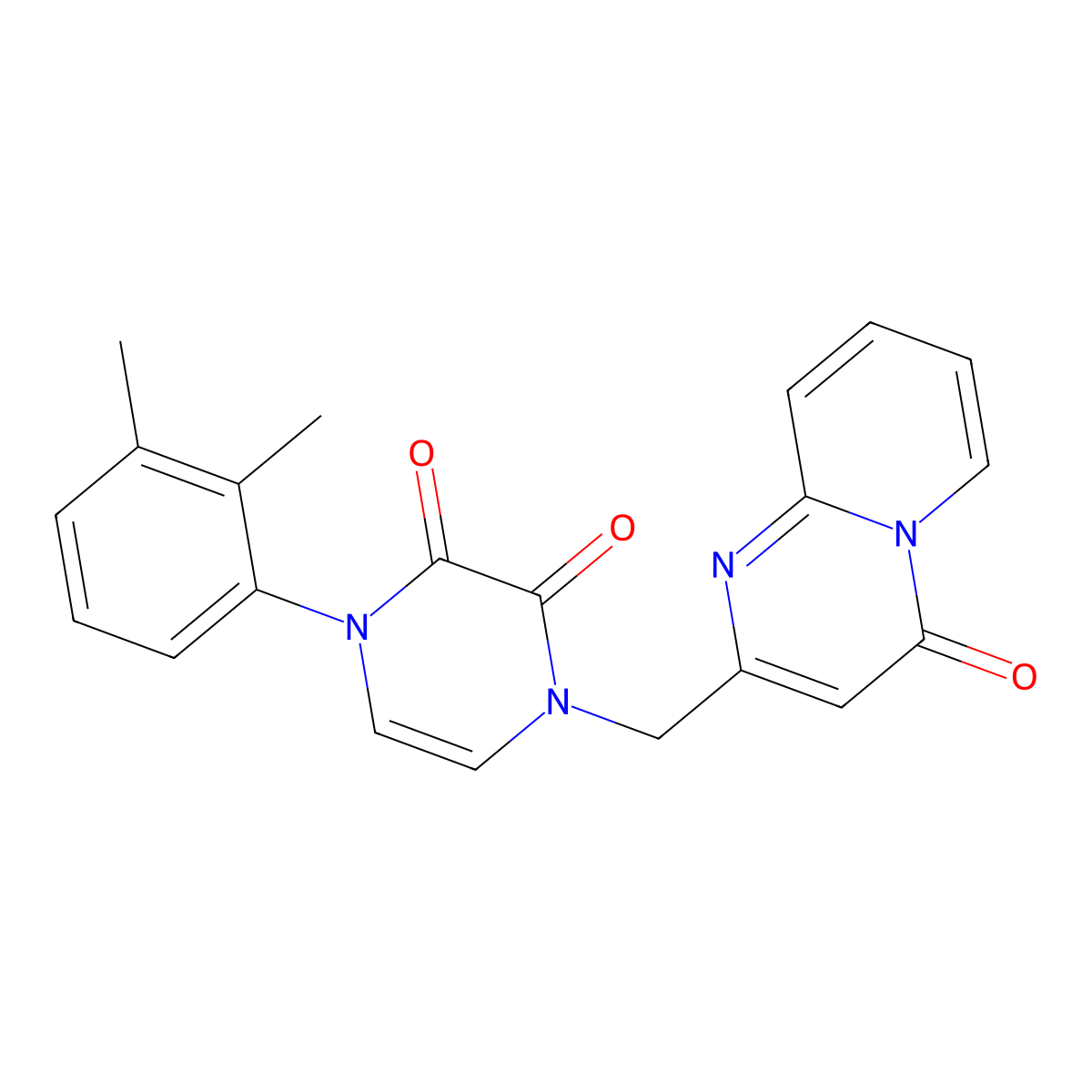 1-(2,3-dimethylphenyl)-4-({4-oxo-4H-pyrido[1,2-a]pyrimidin-2-yl}methyl)-1,2,3,4-tetrahydropyrazine-2,3-dione molecular structure, CAS 2548986-09-8