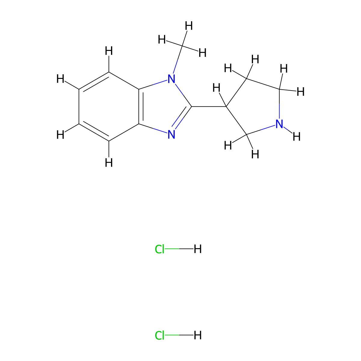 1-methyl-2-(pyrrolidin-3-yl)-1H-1,3-benzodiazole dihydrochloride molecular structure, CAS 2548986-10-1